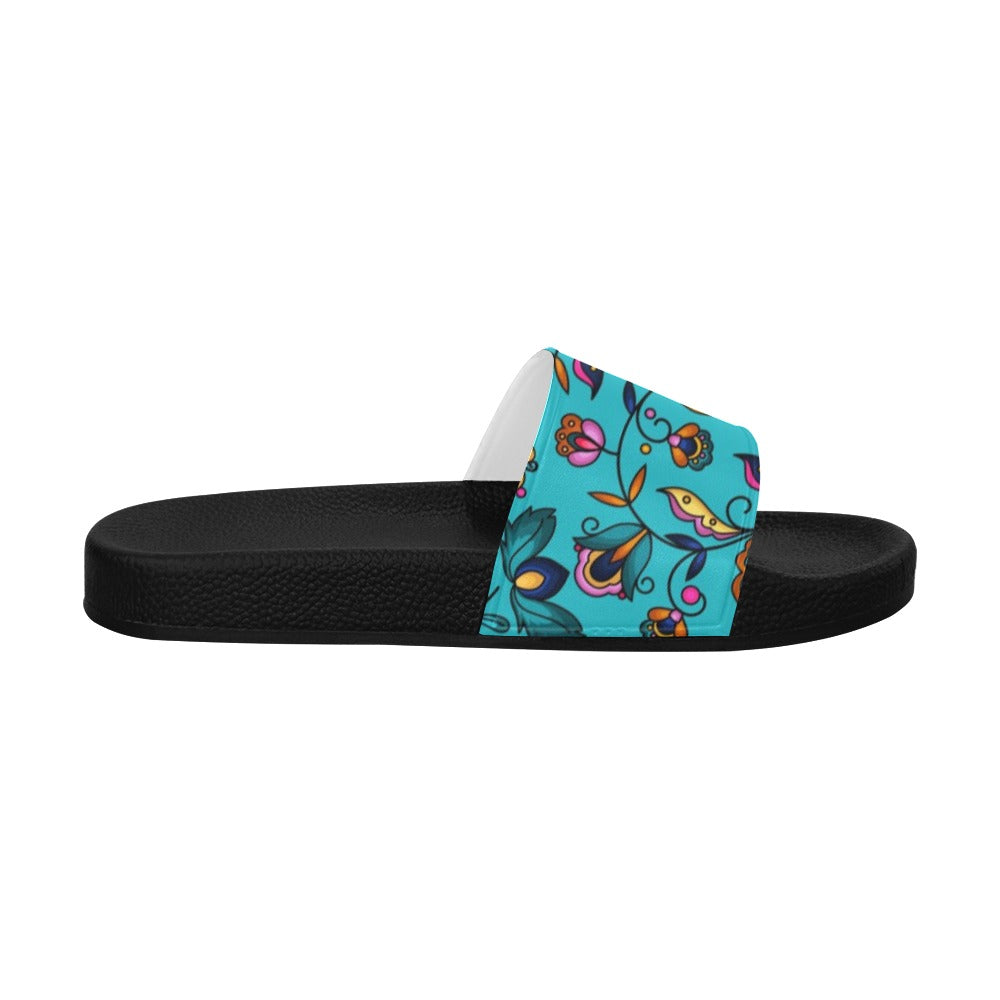 Copper Prairie Petals Turquoise Women's Slide Sandals