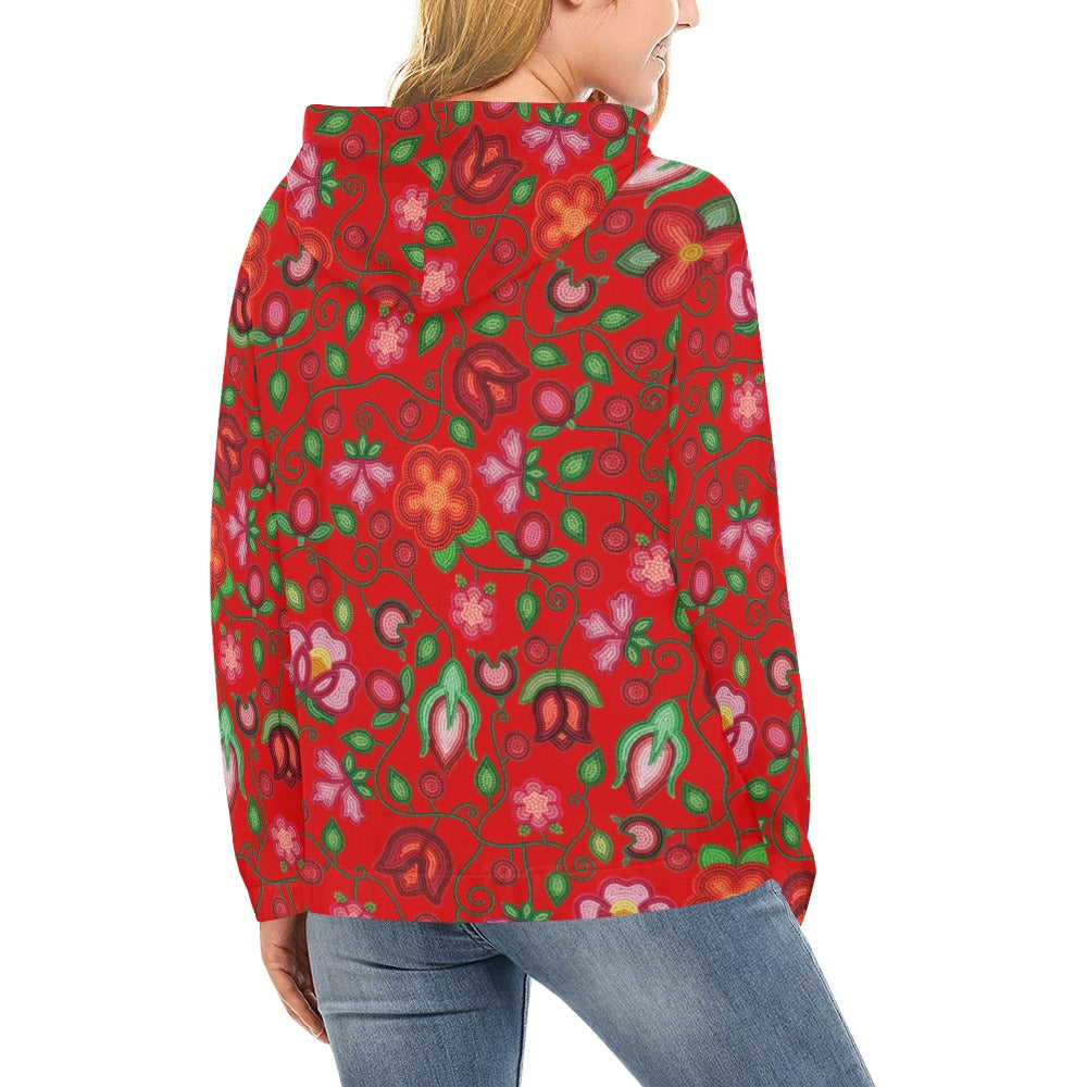 Rose Reverie Red All Over Print Hoodie for Women (USA Size)