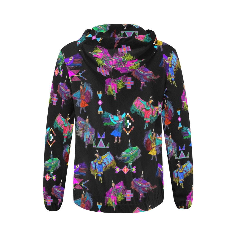 Women's Fancy Dancers Black Full Zip Hoodie for Women
