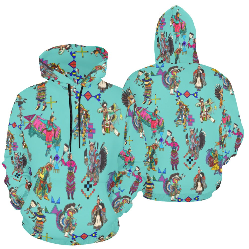 Grand Entry Dancers Eggshell Blue Hoodie for Women (USA Size)