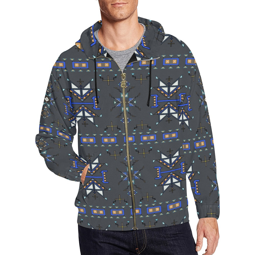 Eagle Strike Gray Men's Zipper Hoodie