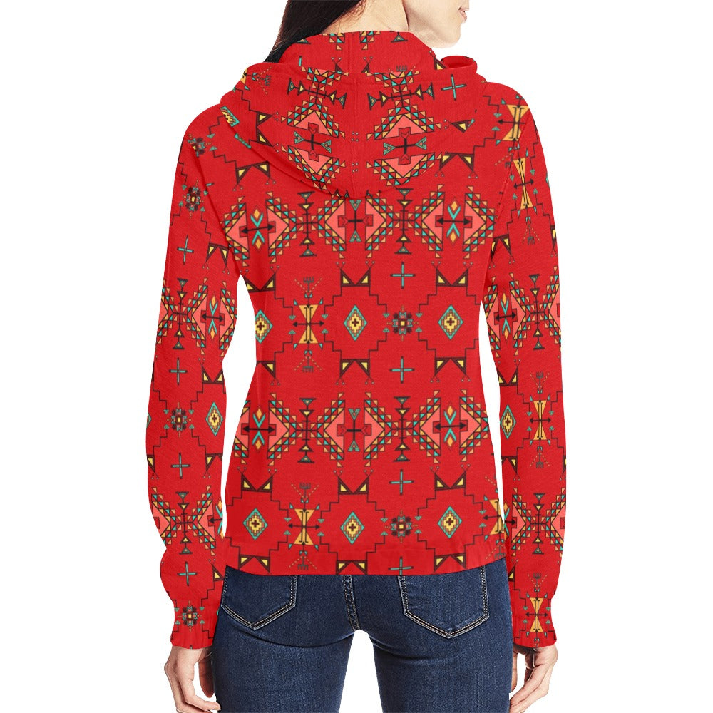 Thunder Flight Red Full Zip Hoodie for Women