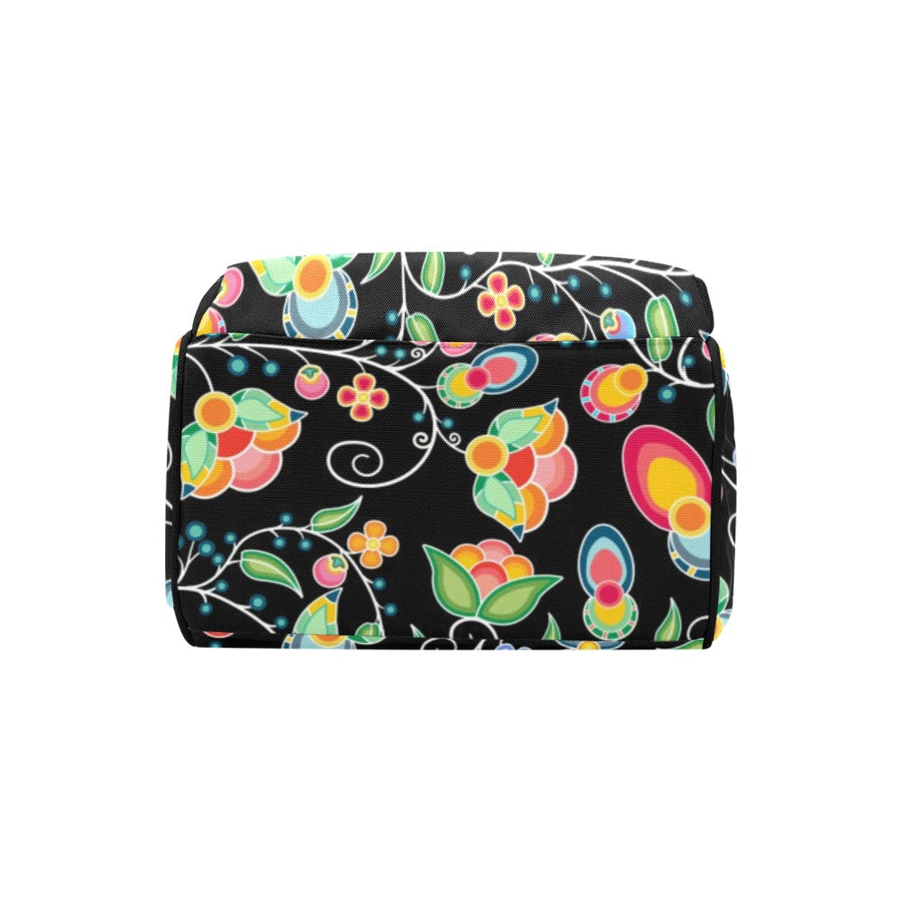 Floral Bounty Black Multi-Function Diaper Backpack/Diaper Bag