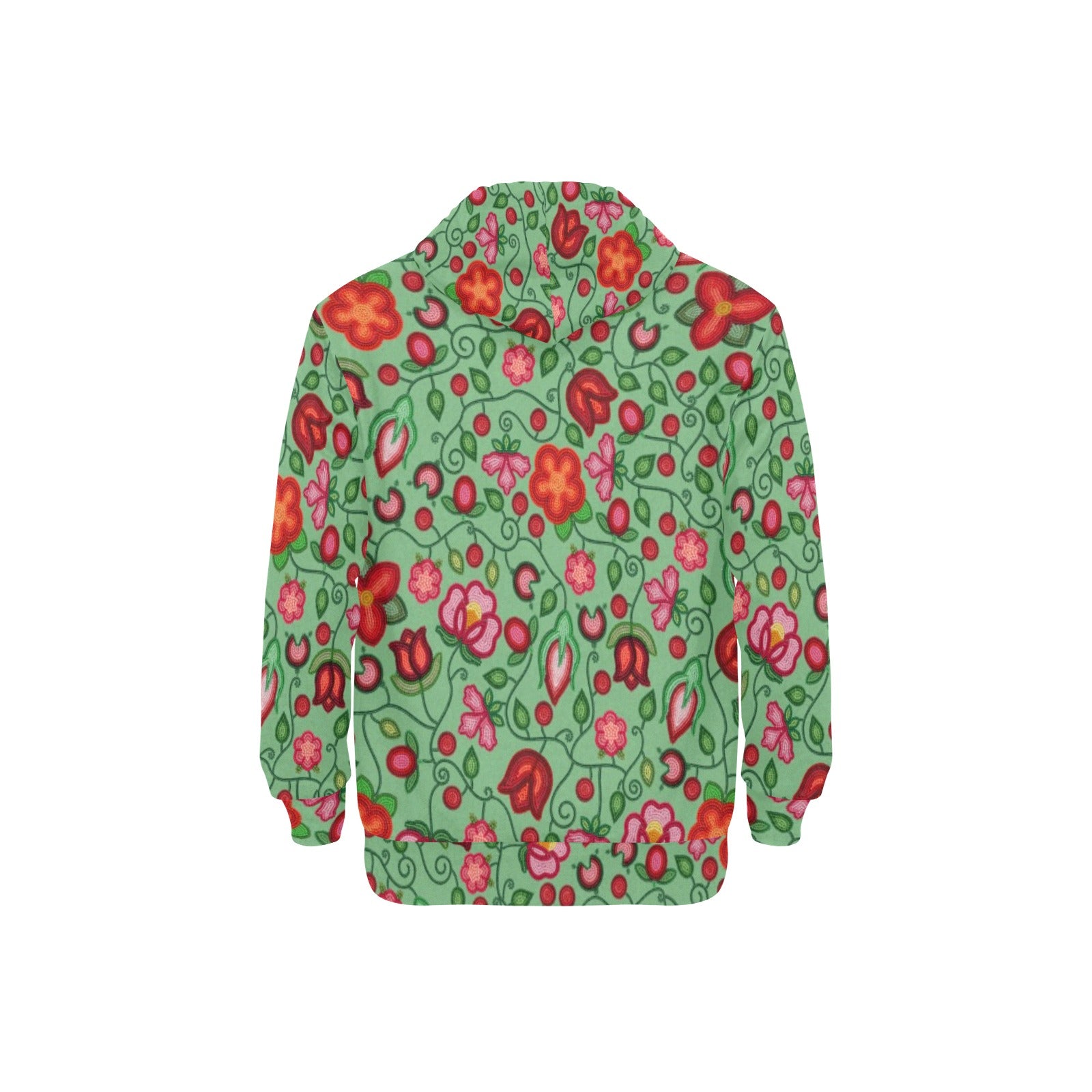Rose Reverie Green Men's Long Sleeve Fleece Hoodie