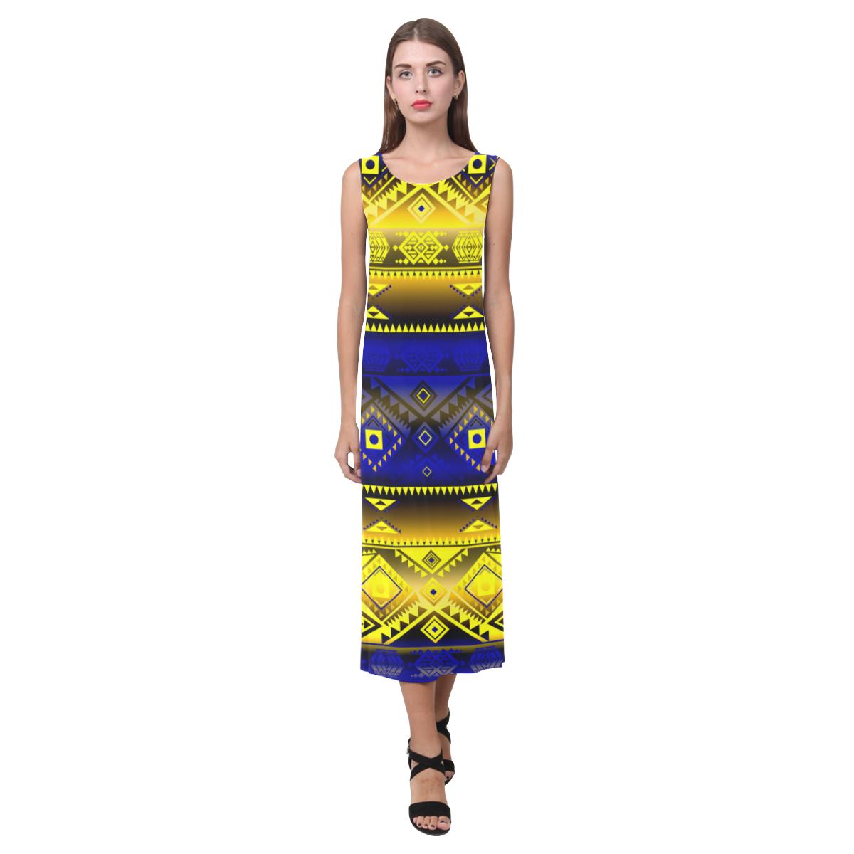 California Coast Phaedra Sleeveless Open Fork Long Dress
