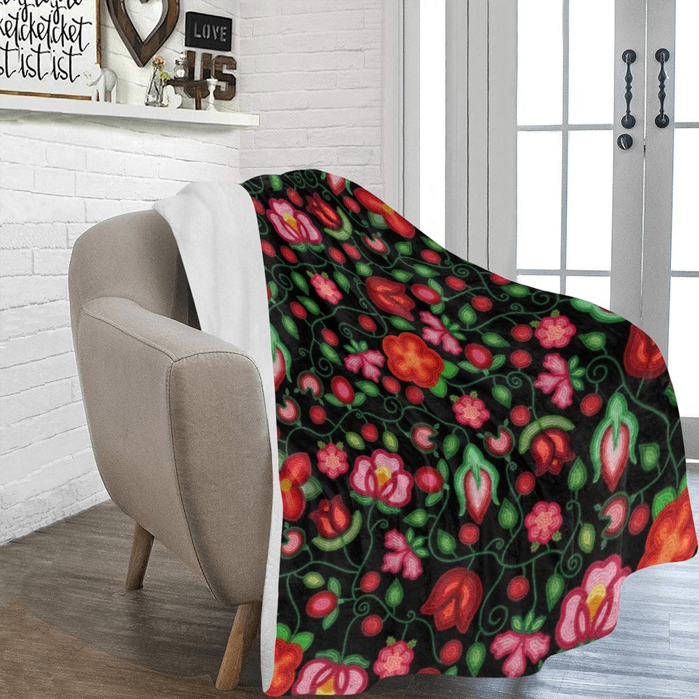 Rose Reverie Black Ultra-Soft Micro Fleece Blanket 60"x80"