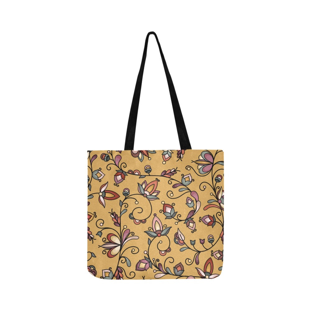 Burnt Sky Petals Gold Reusable Shopping Bag (Two sides)