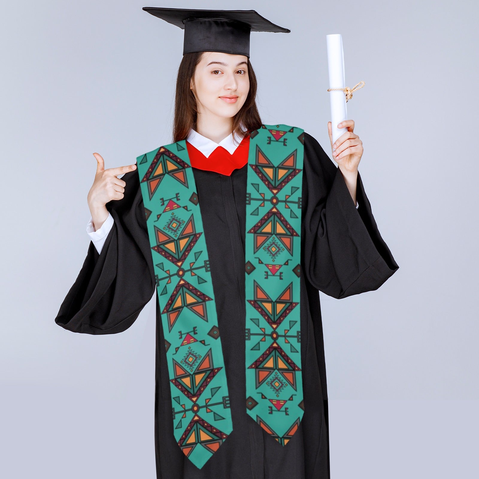 Arrow Dawn Turquoise Graduation Stole