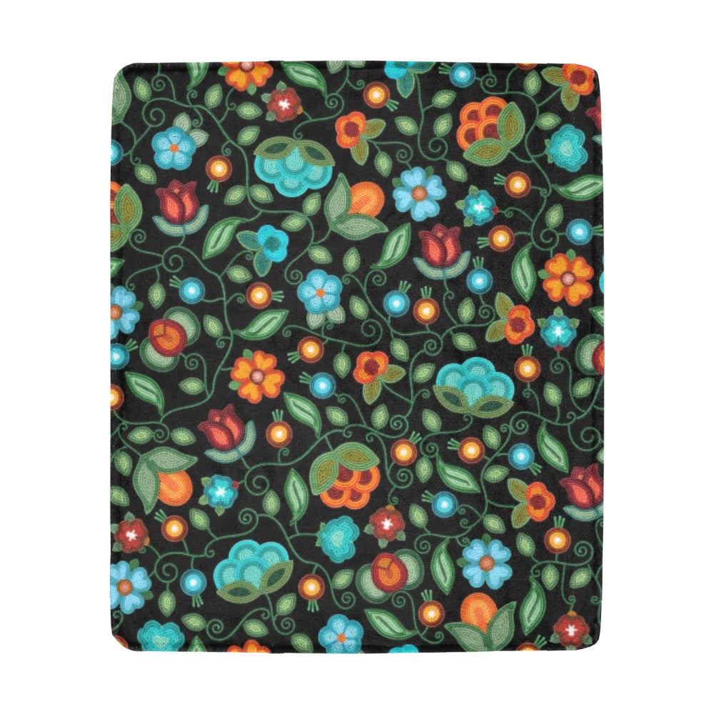 Prairie Fire Petals Black Ultra-Soft Micro Fleece Blanket 50"x60"