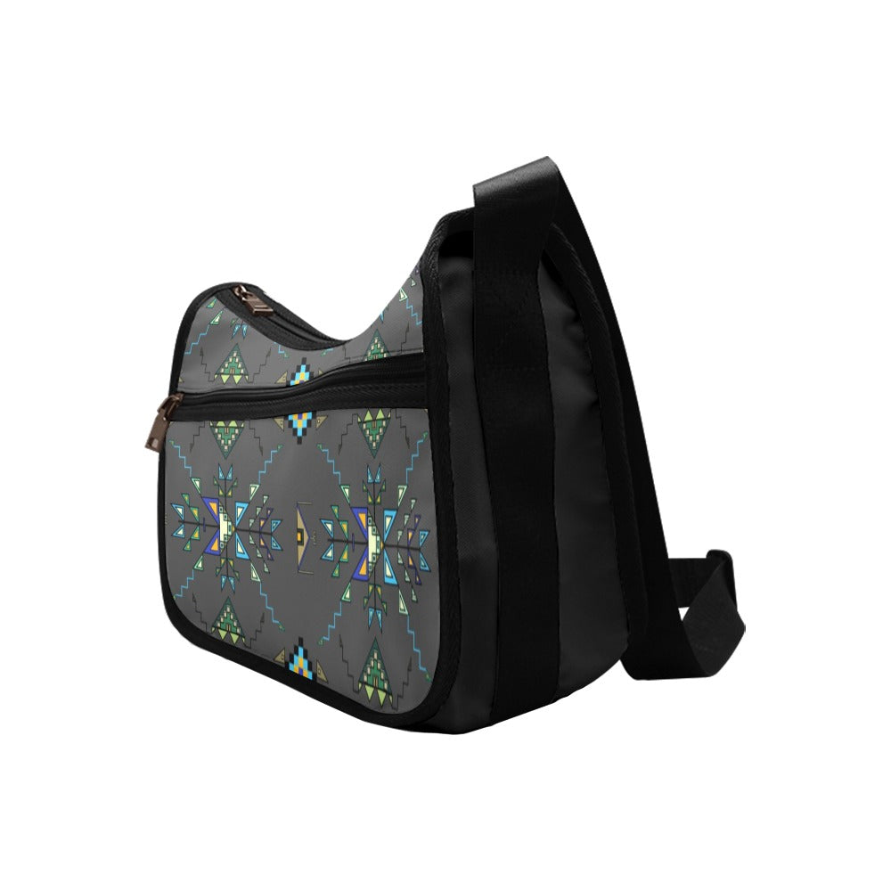 Bear Shield Fabric Gray Crossbody Bag