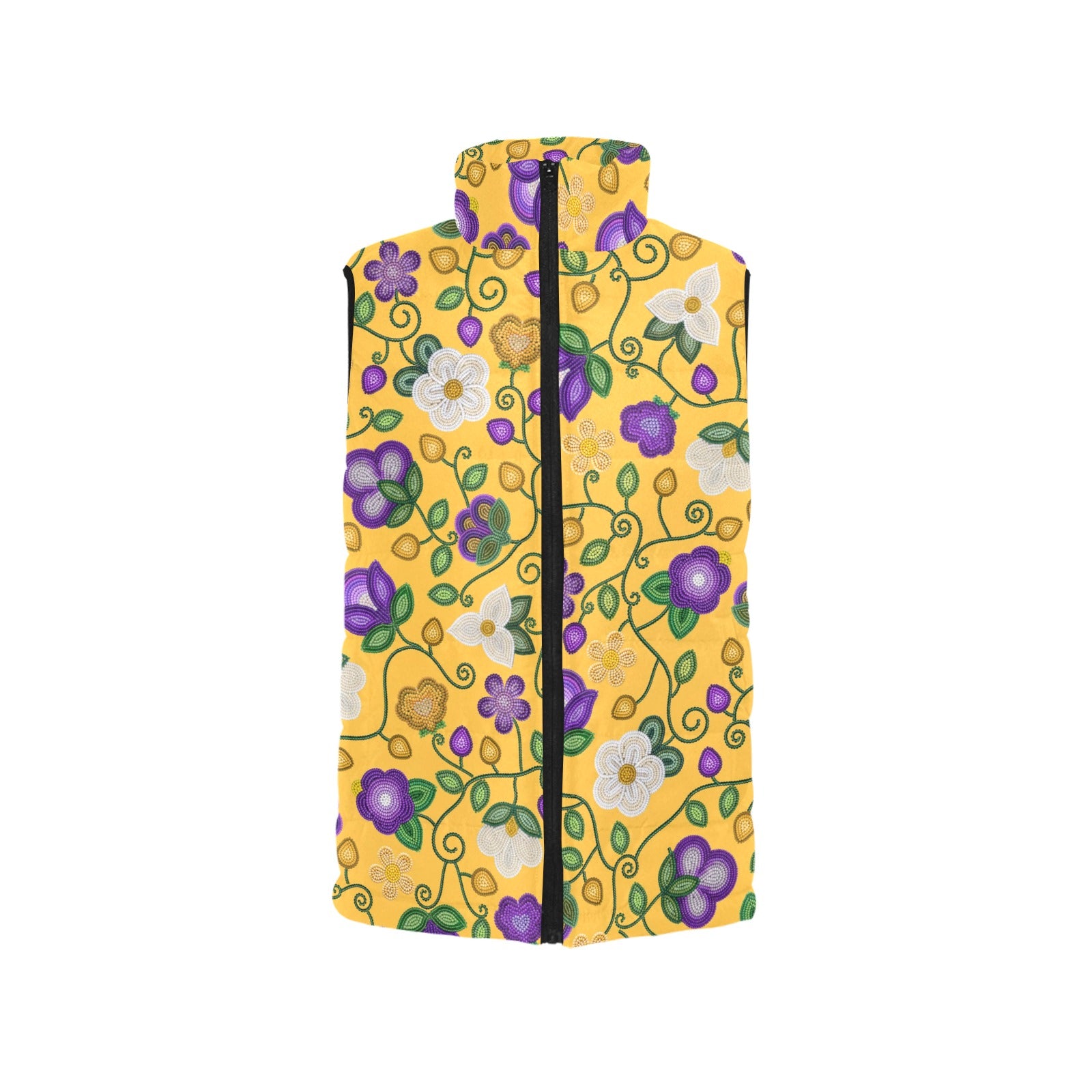 Midnight Moss Bloom Yellow Women's Padded Vest Jacket