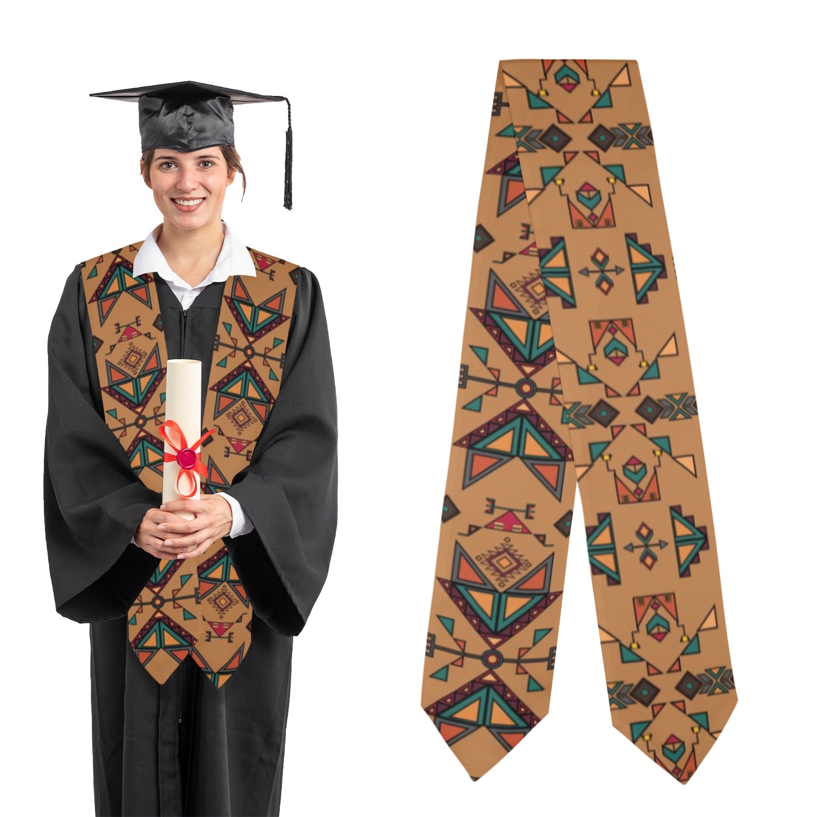 Arrow Dawn Brown Graduation Stole