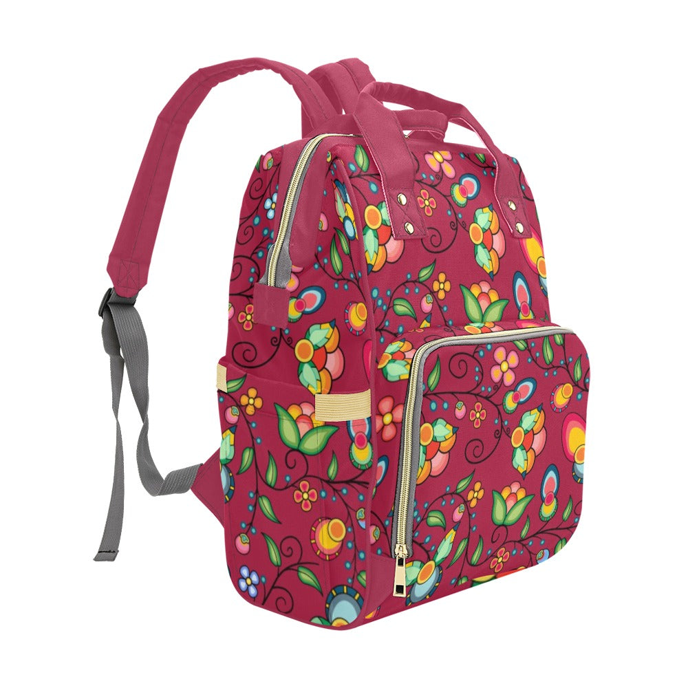 Floral Bounty Magenta Multi-Function Diaper Backpack/Diaper Bag