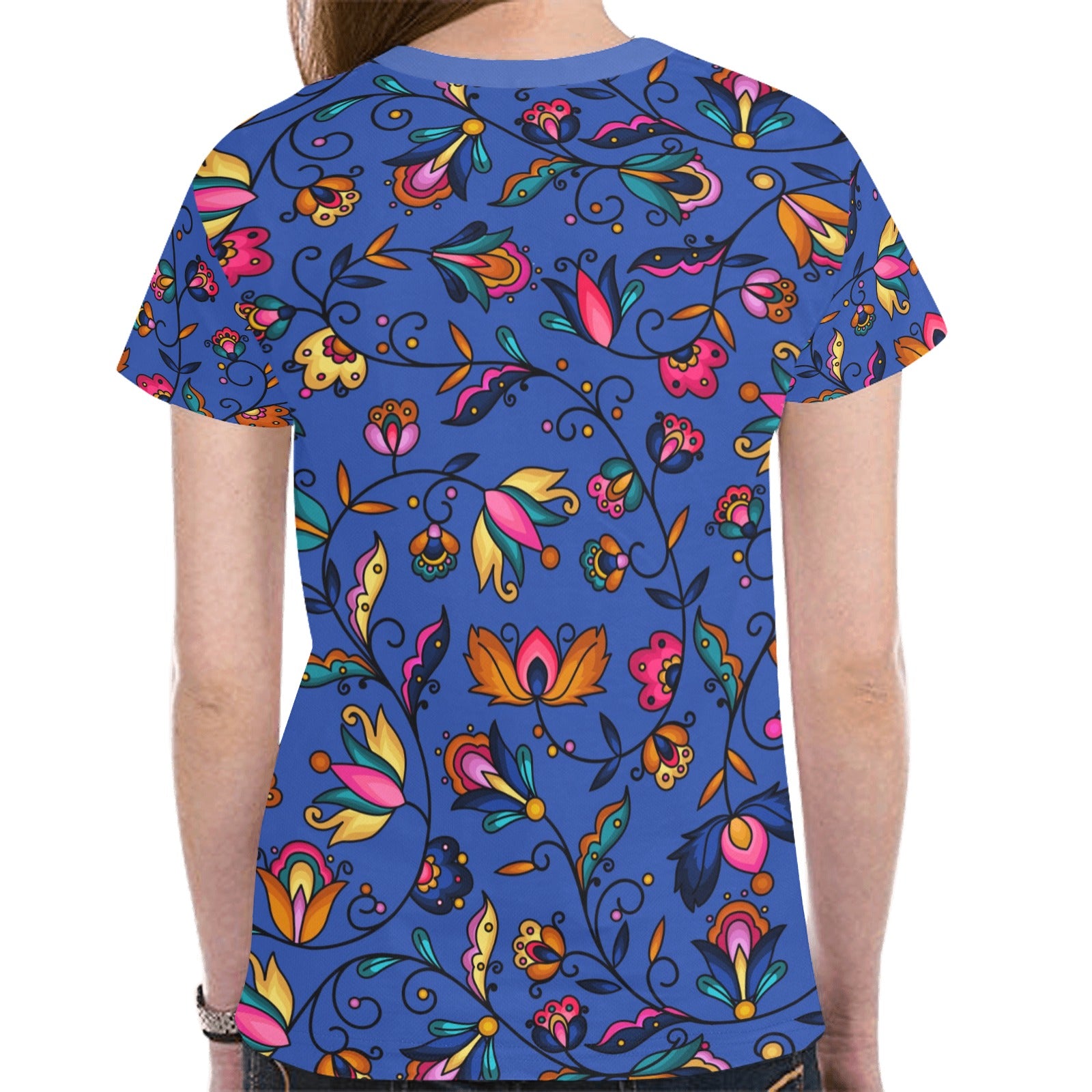 Copper Prairie Petals Blue T-shirt for Women