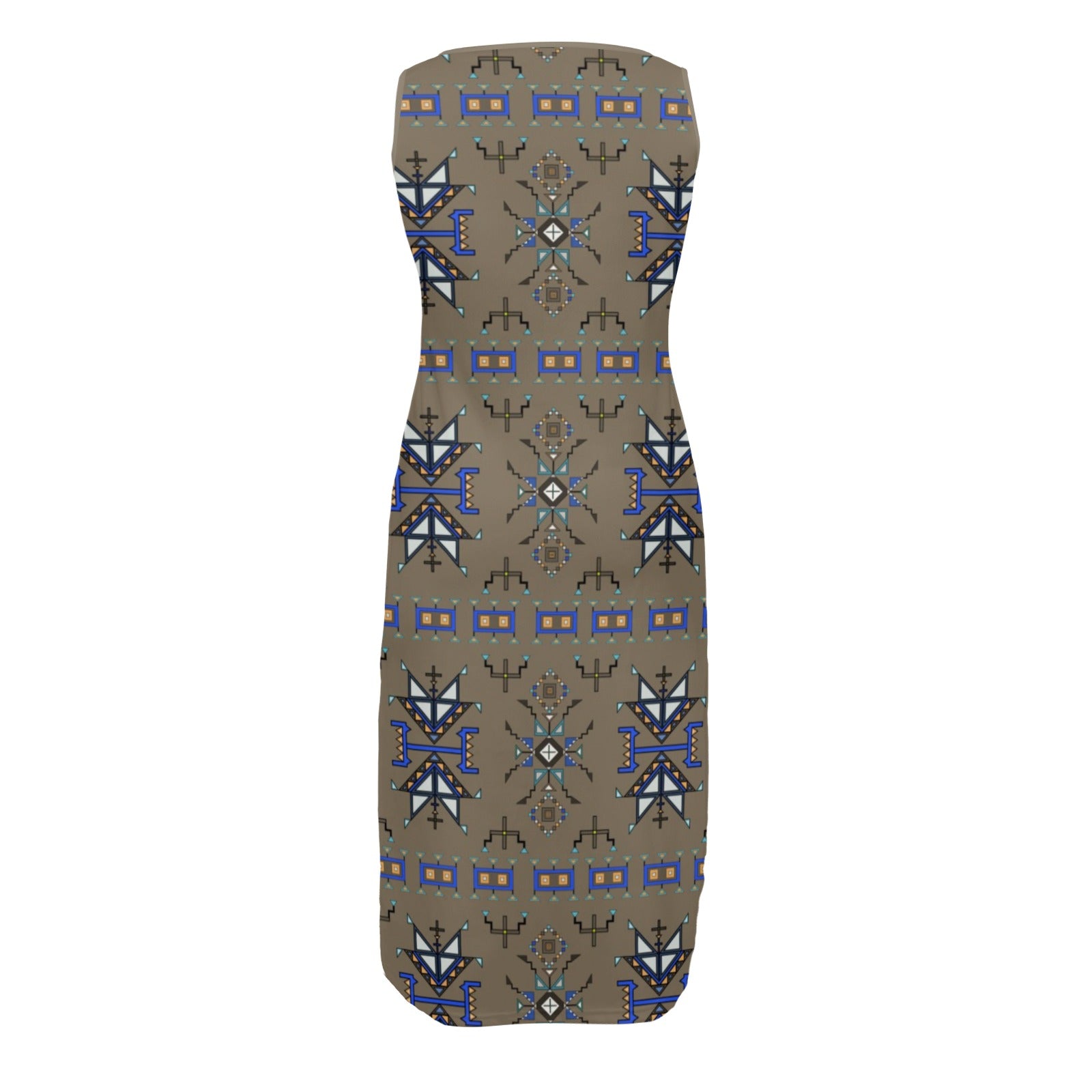 Eagle Strike Brown Phaedra Sleeveless Open Fork Long Dress