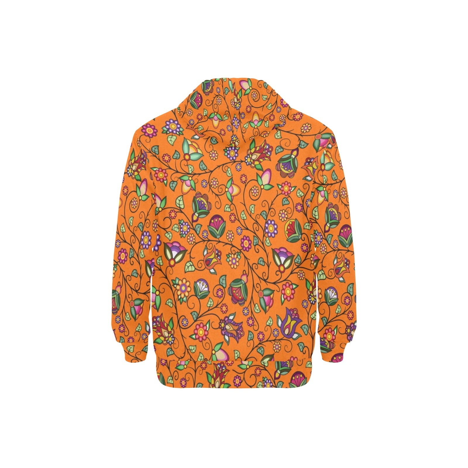 Heartbeat Petals Orange Men's Long Sleeve Fleece Hoodie