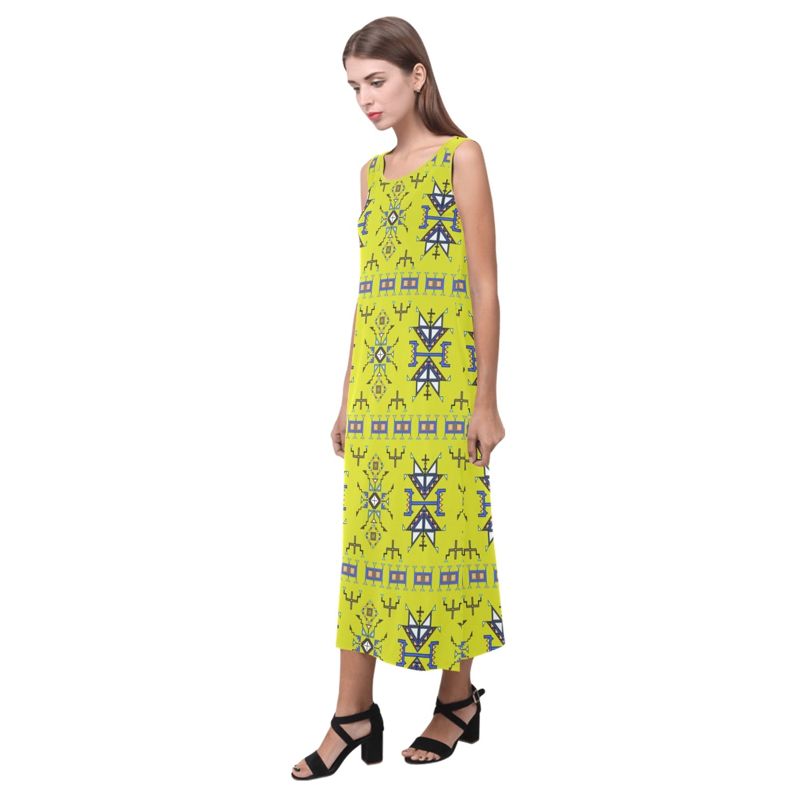 Eagle Strike Lime Phaedra Sleeveless Open Fork Long Dress