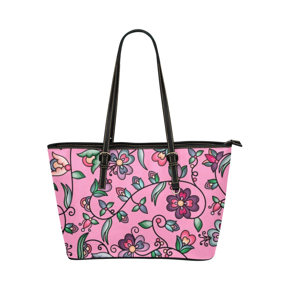 Amber Evening Garland Pink Leather Tote Bag/Large