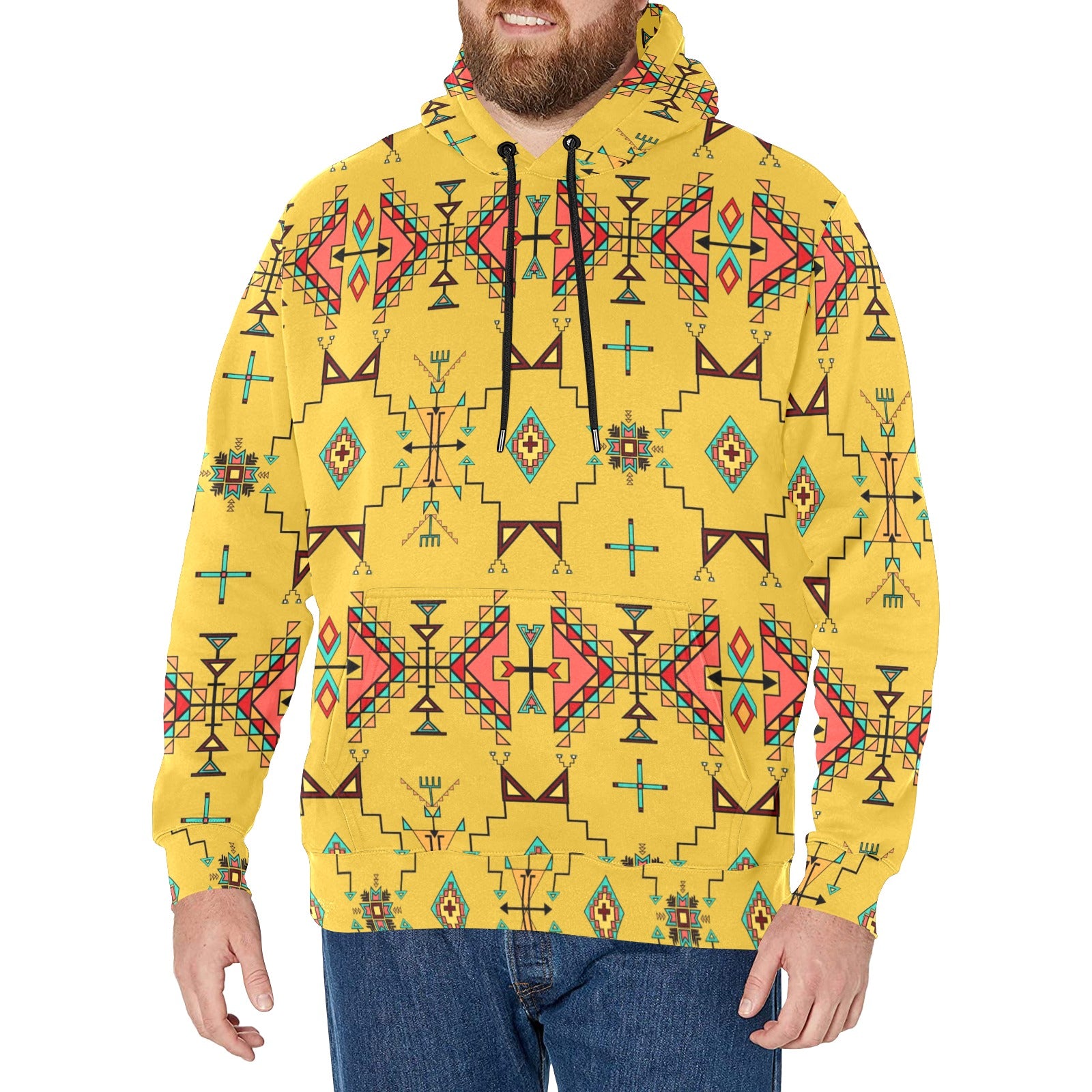 Thunder Flight Yellow Men's Long Sleeve Fleece Hoodie