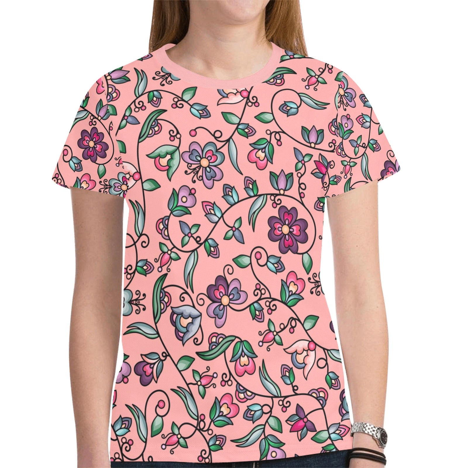 Amber Evening Garland Peach T-shirt for Women