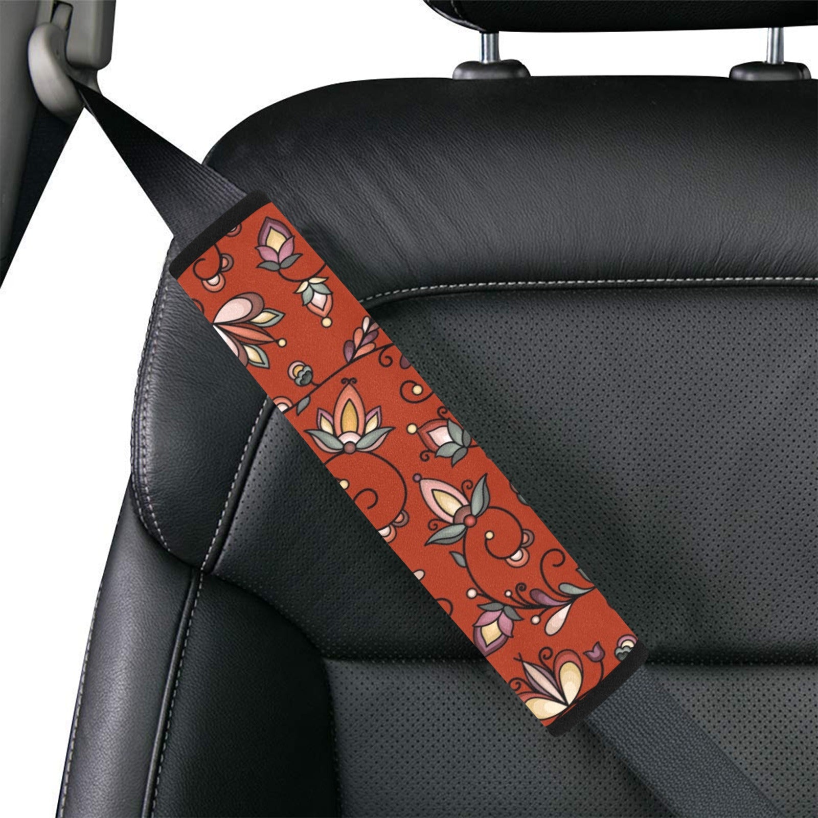 Burnt Sky Petals Red Car Seat Belt Cover 7''x12.6'' (Pack of 2)