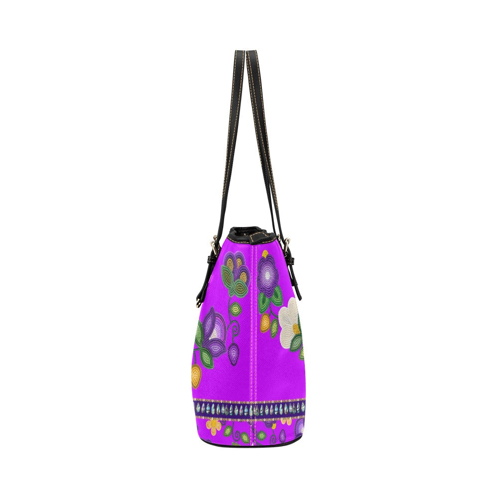 Midnight Moss Bloom Leather Tote Bag/Large