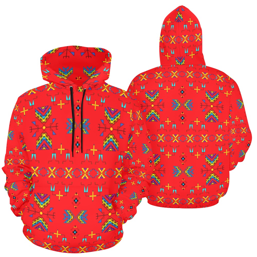 Rainy Chief Rainbow Red Hoodie for Women (USA Size)