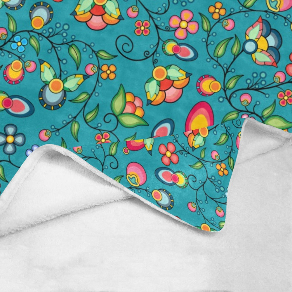 Floral Bounty Teal Ultra-Soft Micro Fleece Blanket 60"x80"