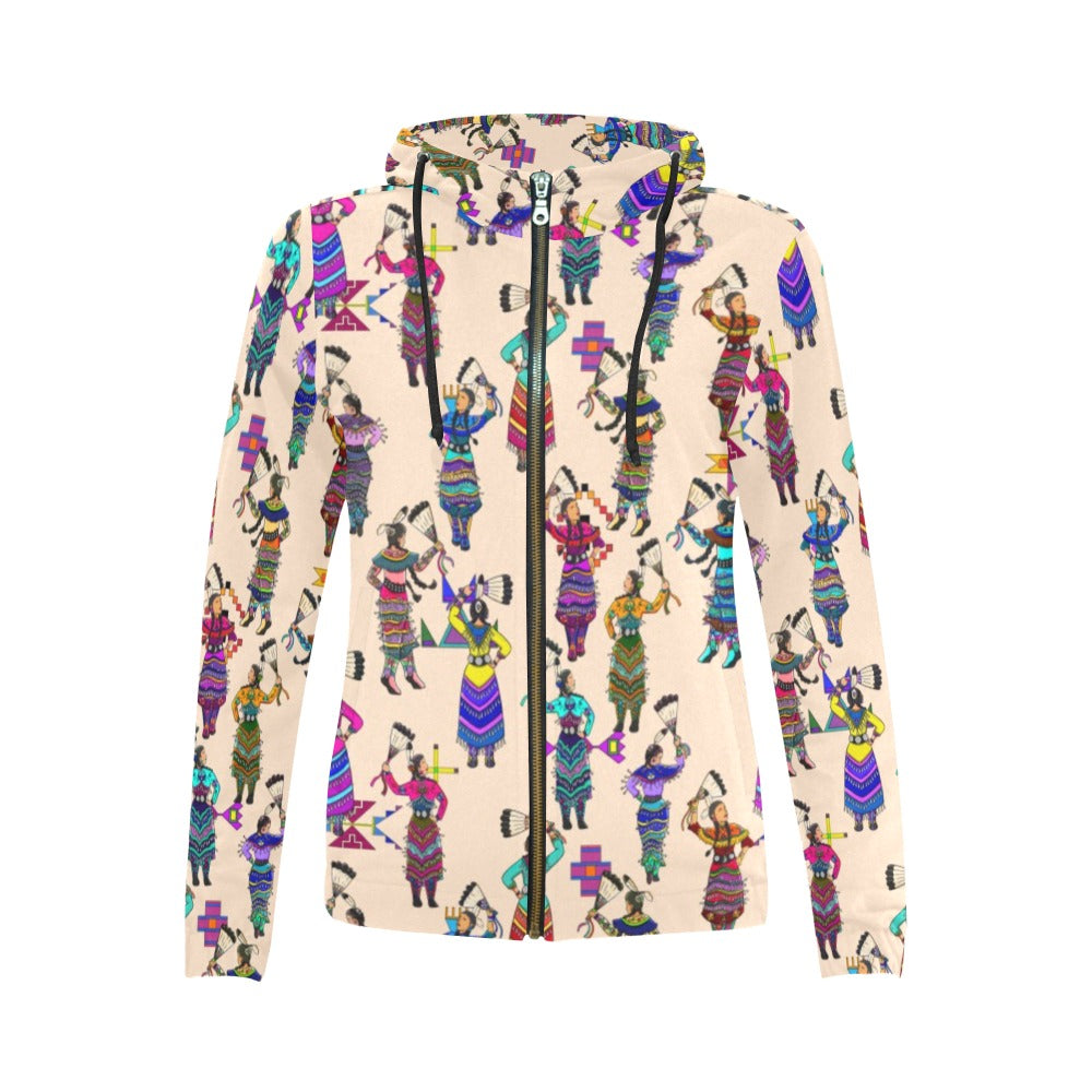 Women's Jingle Dancers Muslin Full Zip Hoodie for Women