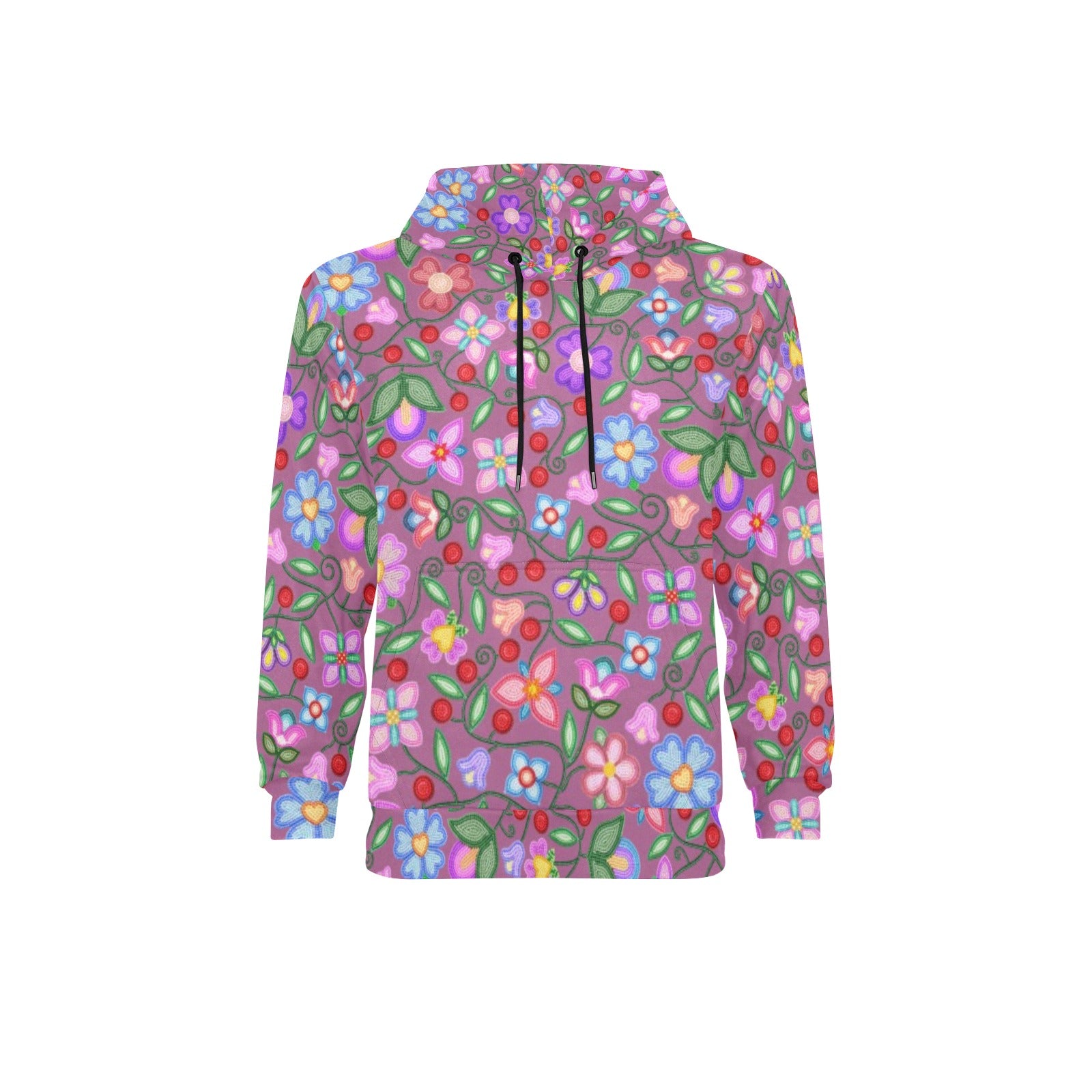 Petal Harmony Dusty Rose Men's Long Sleeve Fleece Hoodie