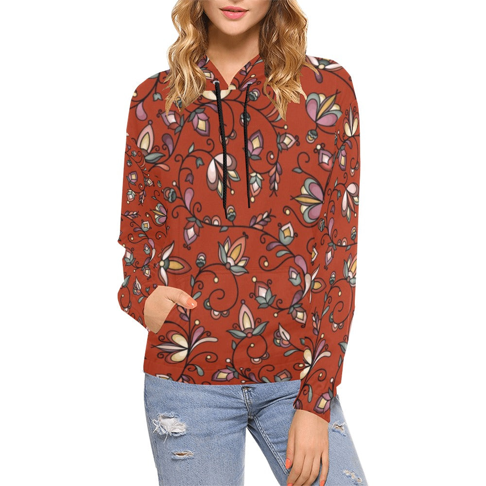 Burnt Sky Petals Red Hoodie for Women (USA Size)