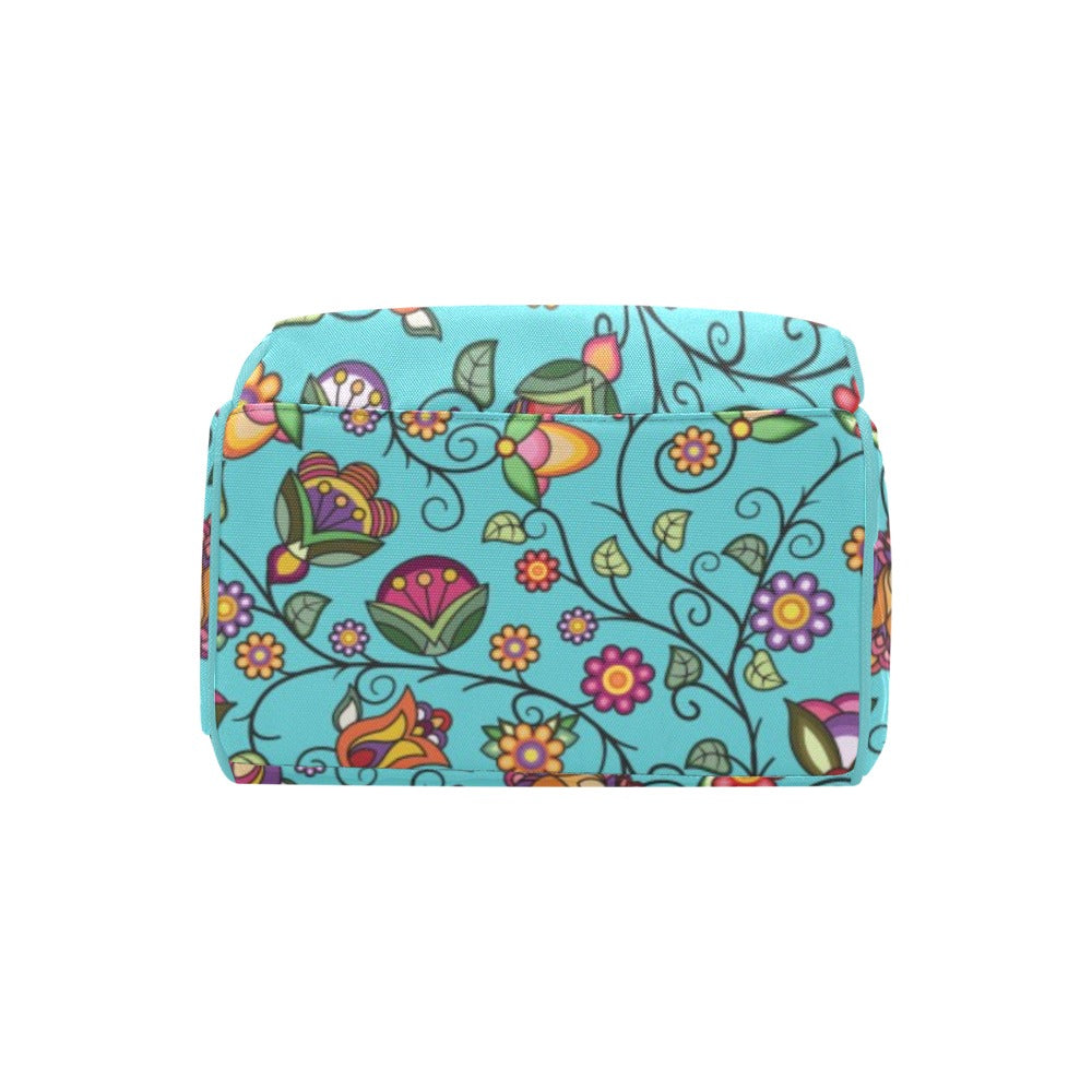 Heartbeat Petals Turquoise Multi-Function Diaper Backpack/Diaper Bag