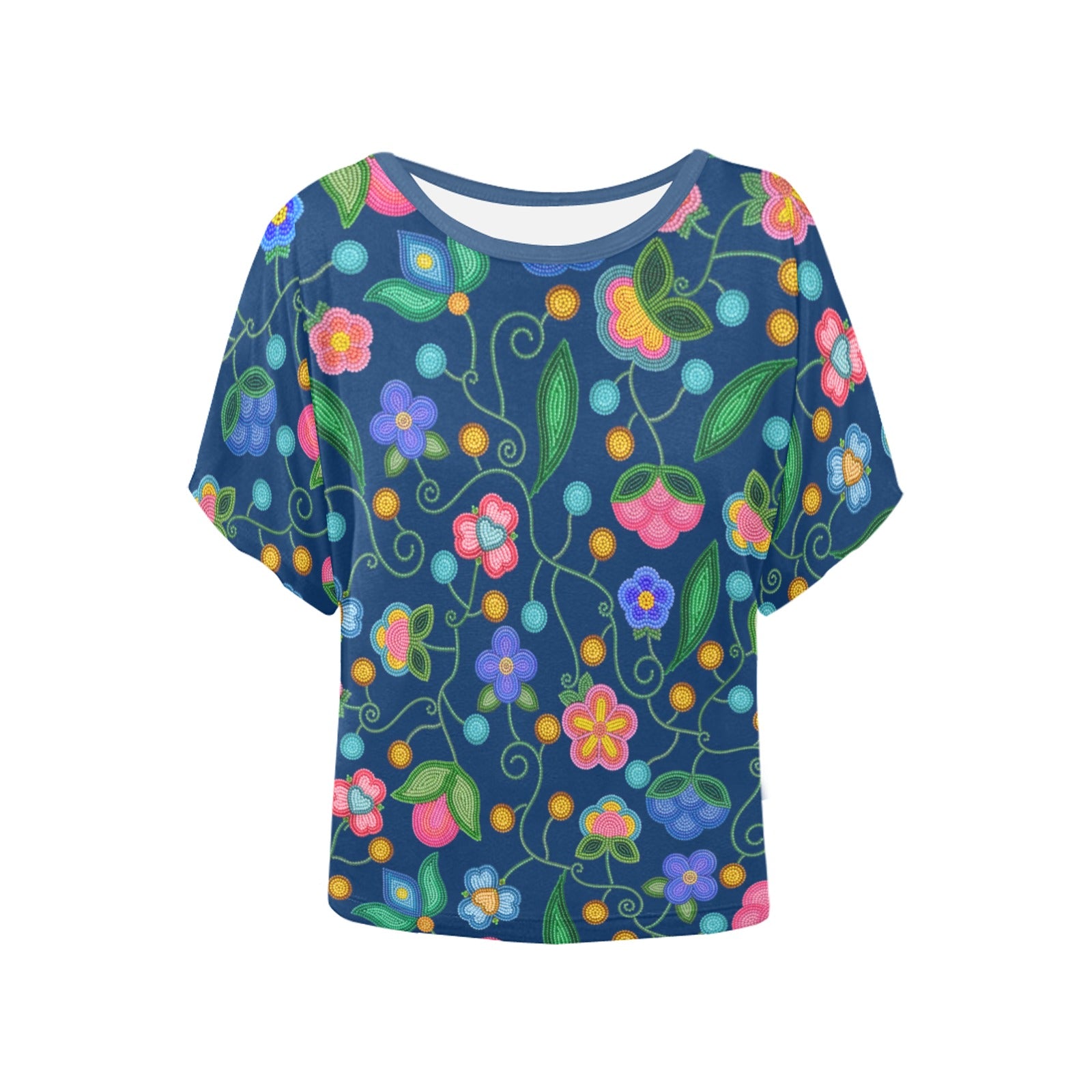 Skyberry Serenade Navy Women's Batwing-Sleeved Blouse T-shirt