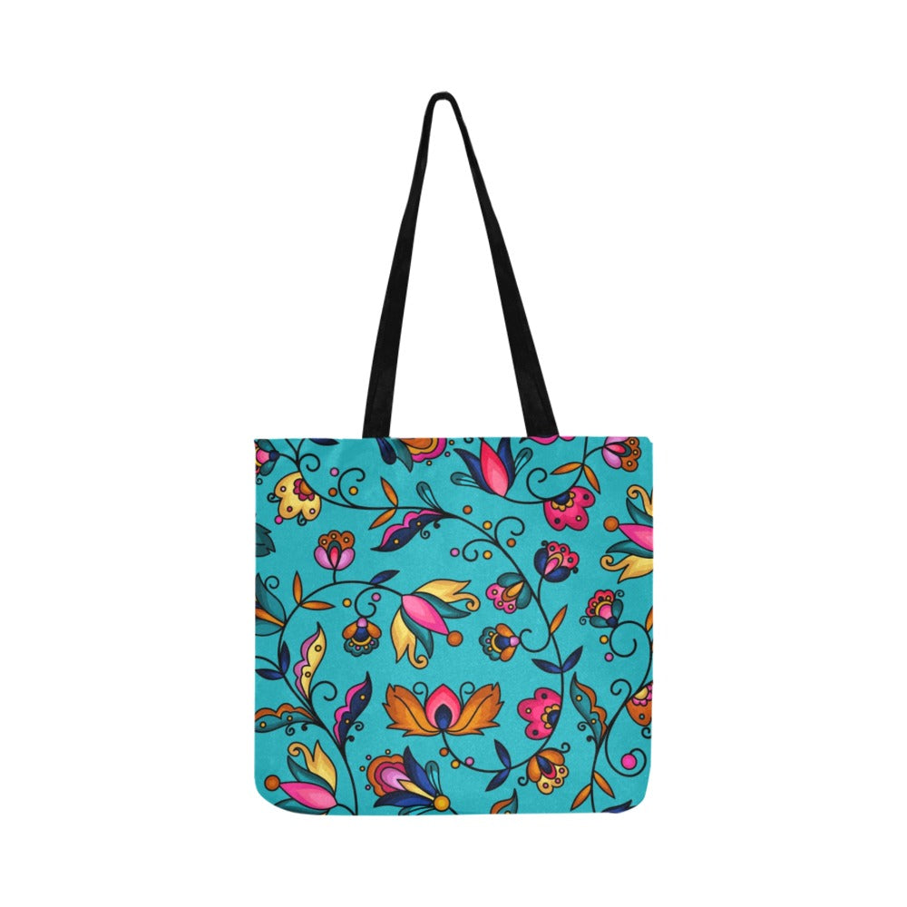 Copper Prairie Petals Turquoise Reusable Shopping Bag (Two sides)
