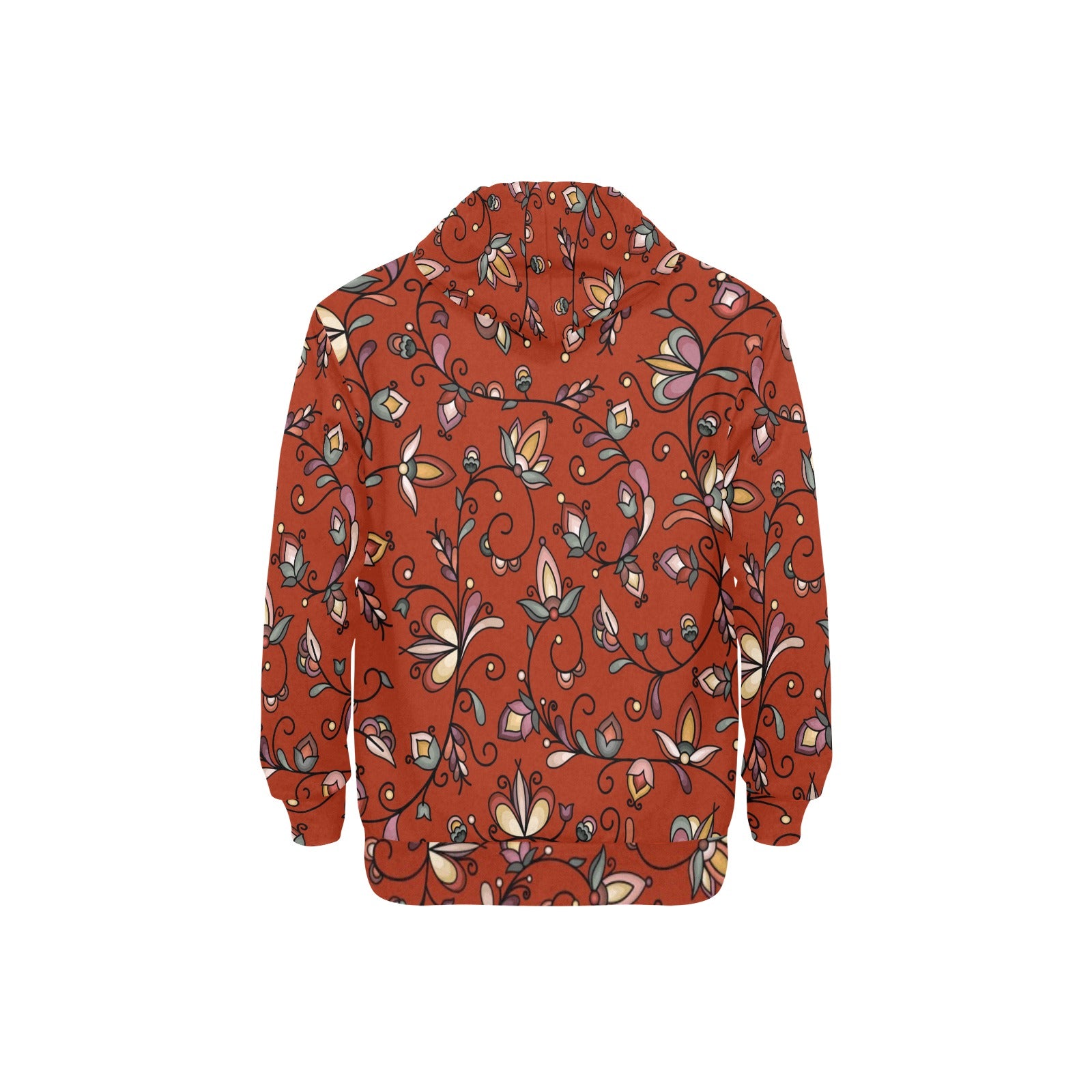 Burnt Sky Petals Red Men's Long Sleeve Fleece Hoodie