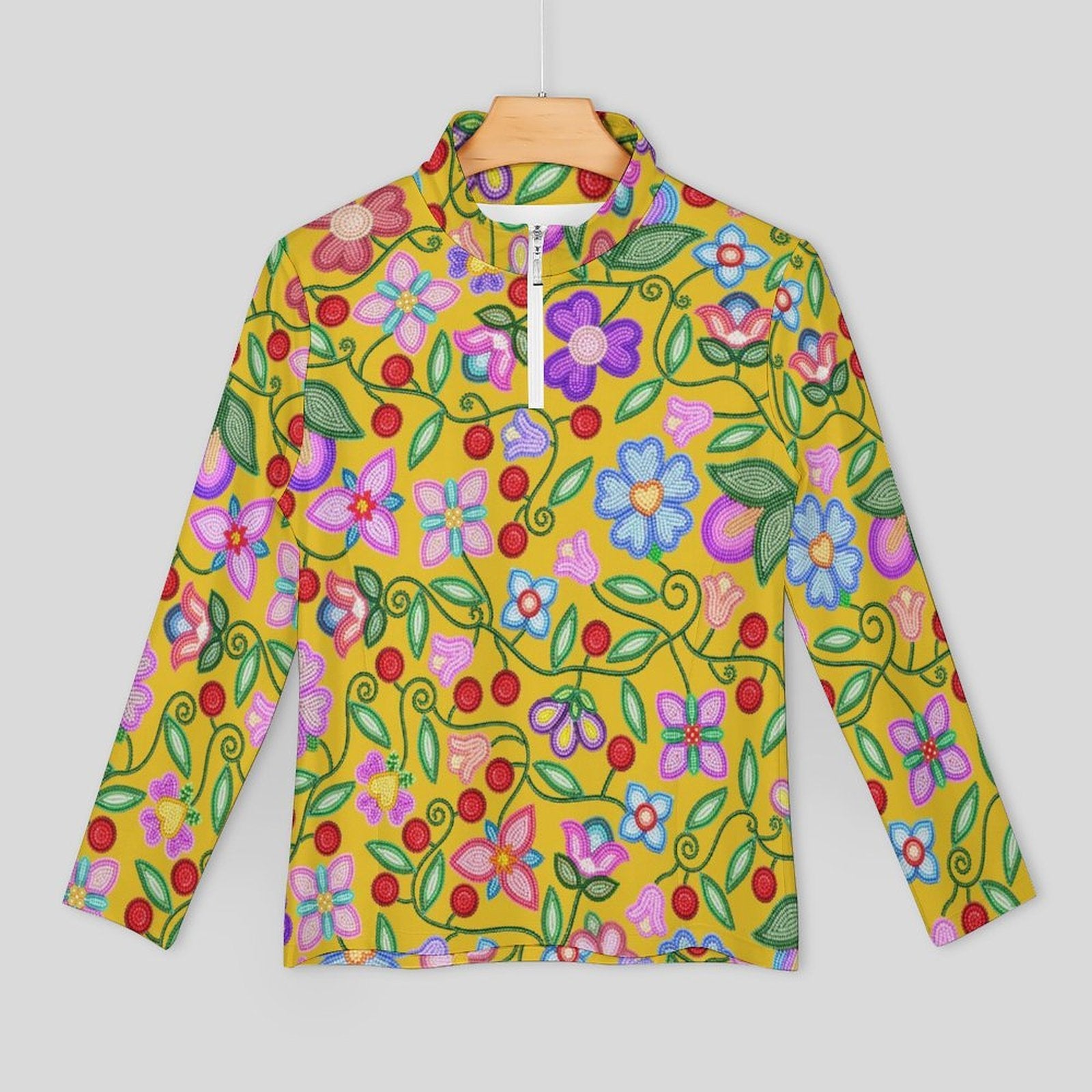 Petal Harmony Ochre Long Sleeve Yoga Shirt