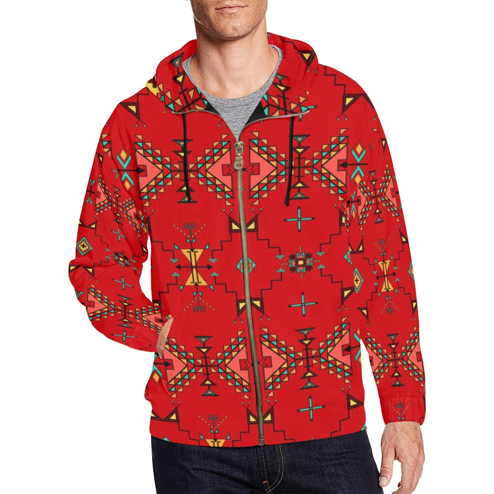Thunder Flight Red Men's Zipper Hoodie