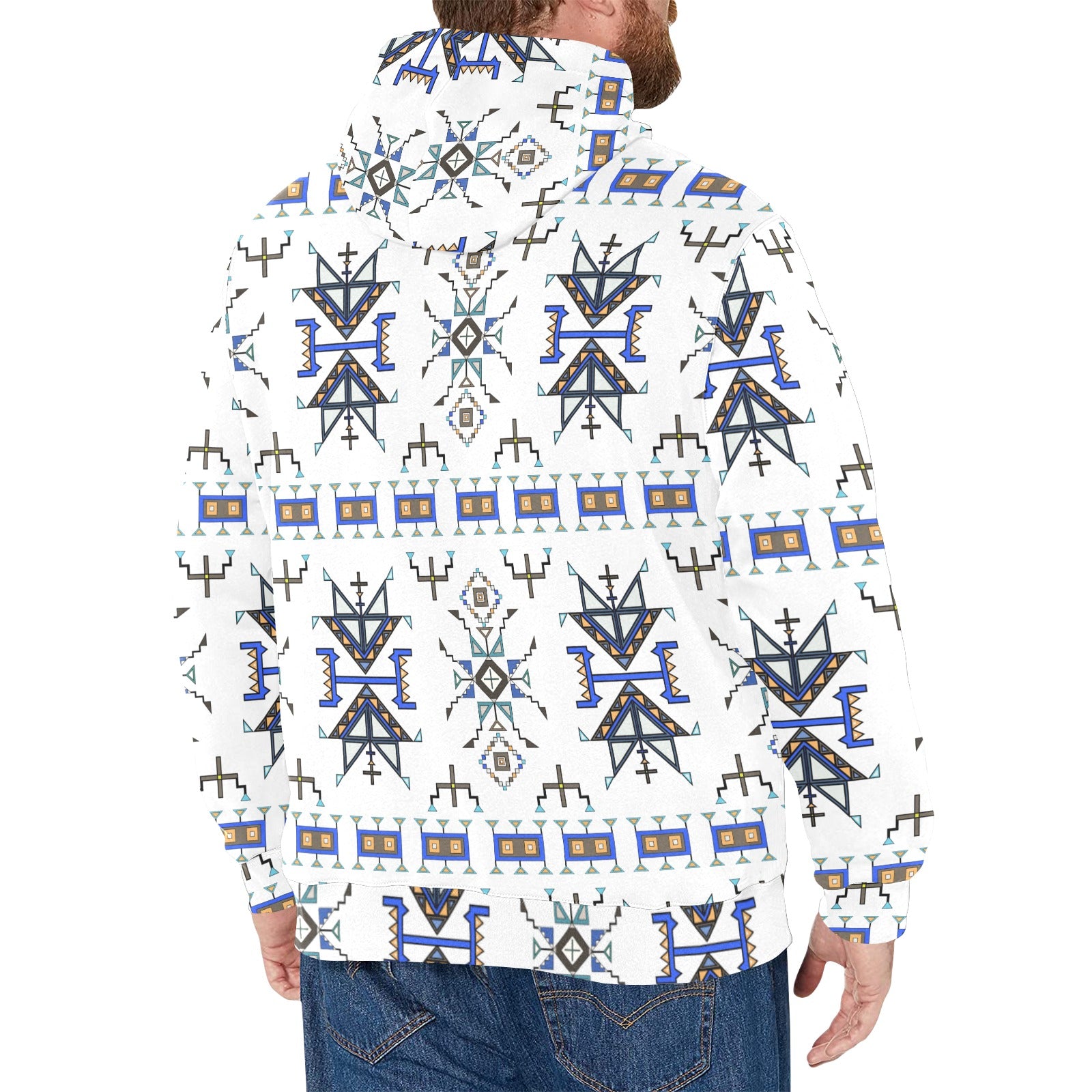 Eagle Strike White Men's Long Sleeve Fleece Hoodie