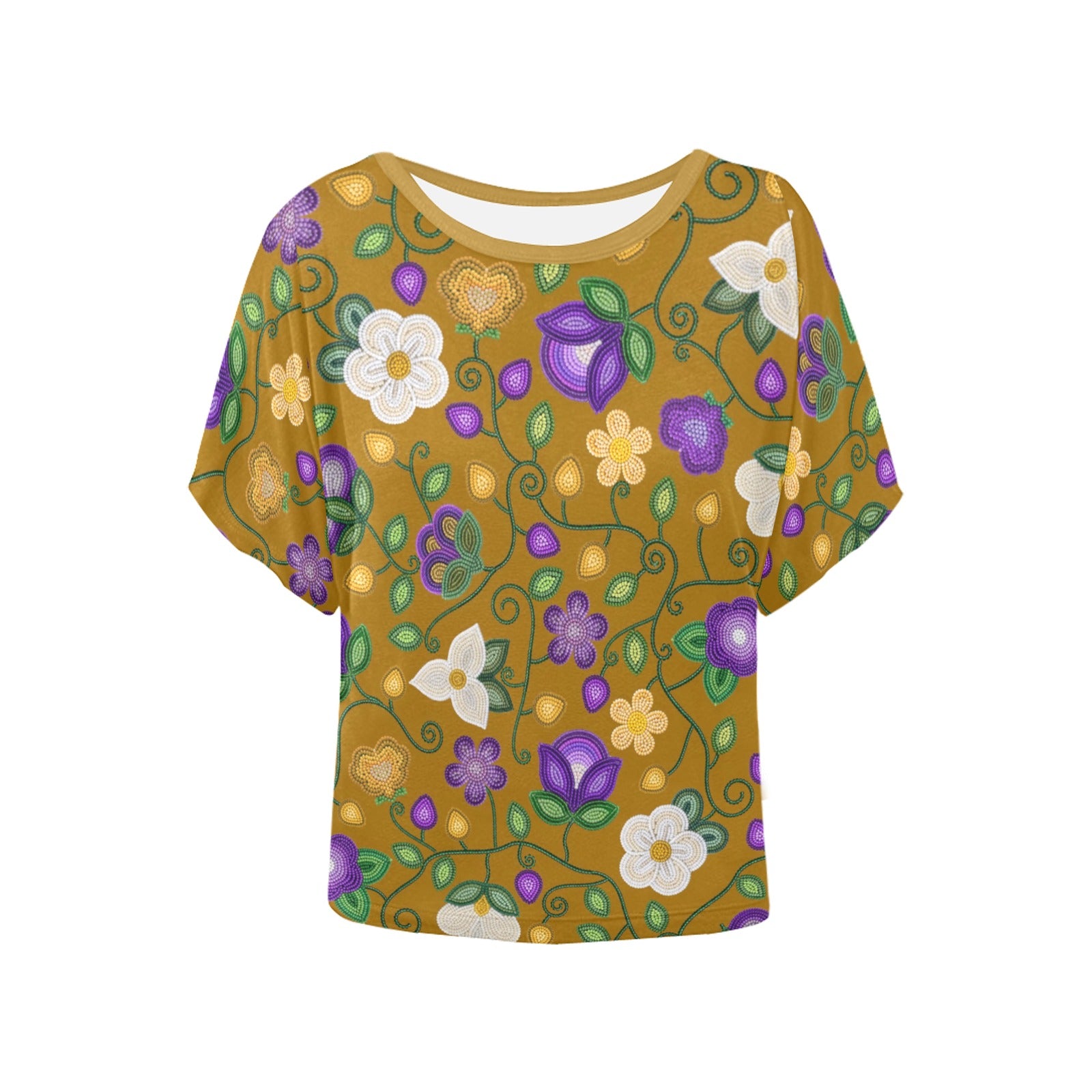 Midnight Moss Bloom Toffee Women's Batwing-Sleeved Blouse T-shirt