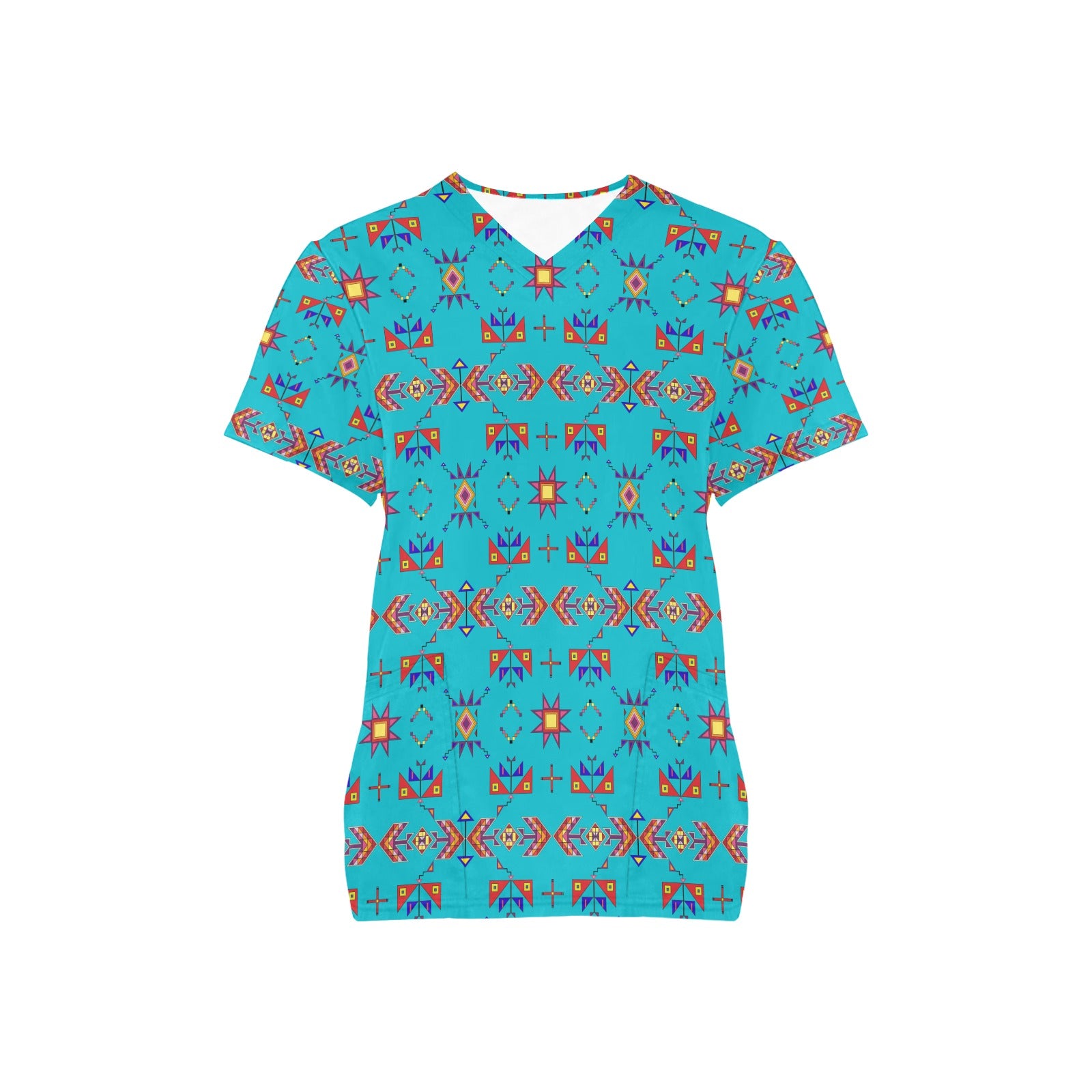 Scattered Generations Turquoise Scrub Top
