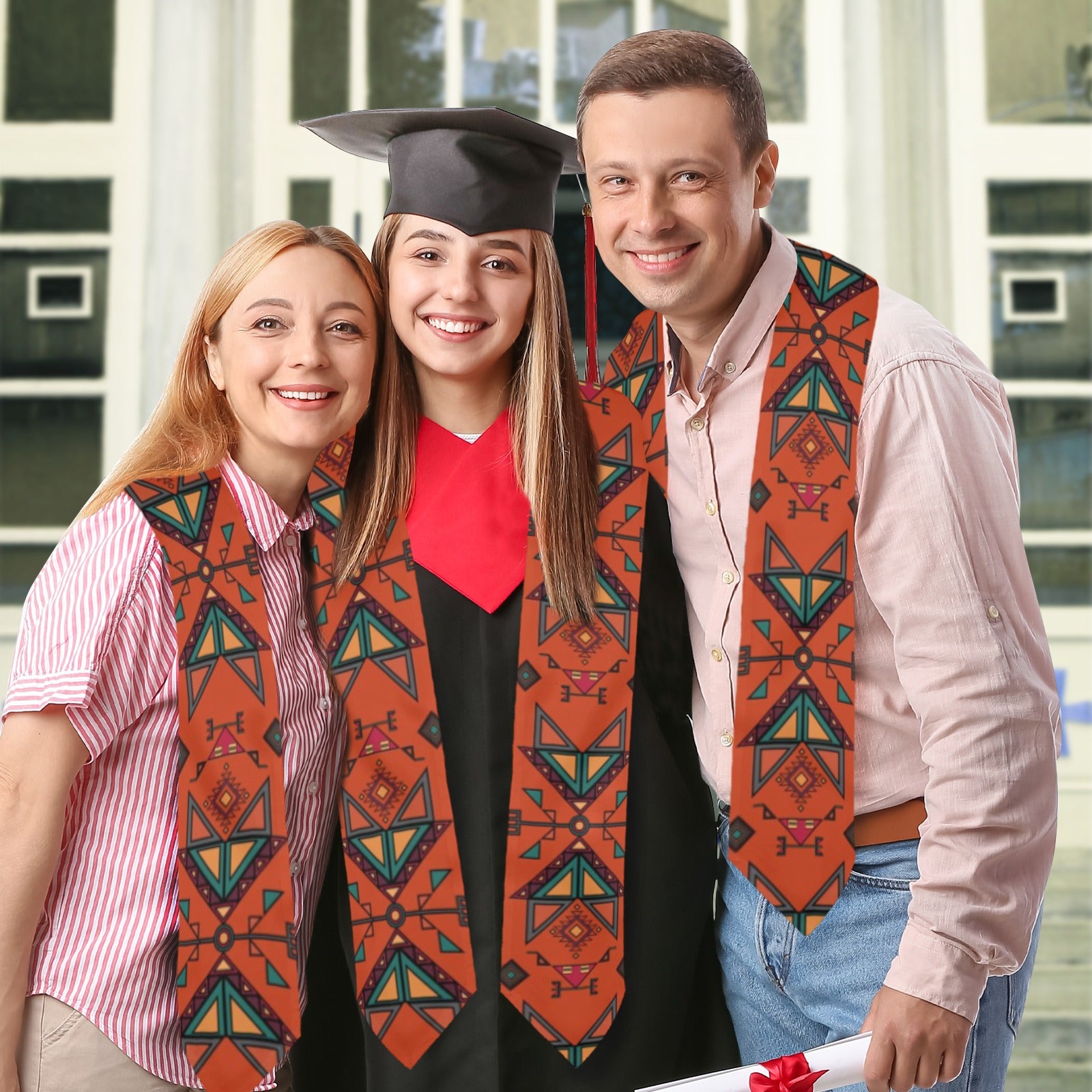 Arrow Dawn Orange Graduation Stole