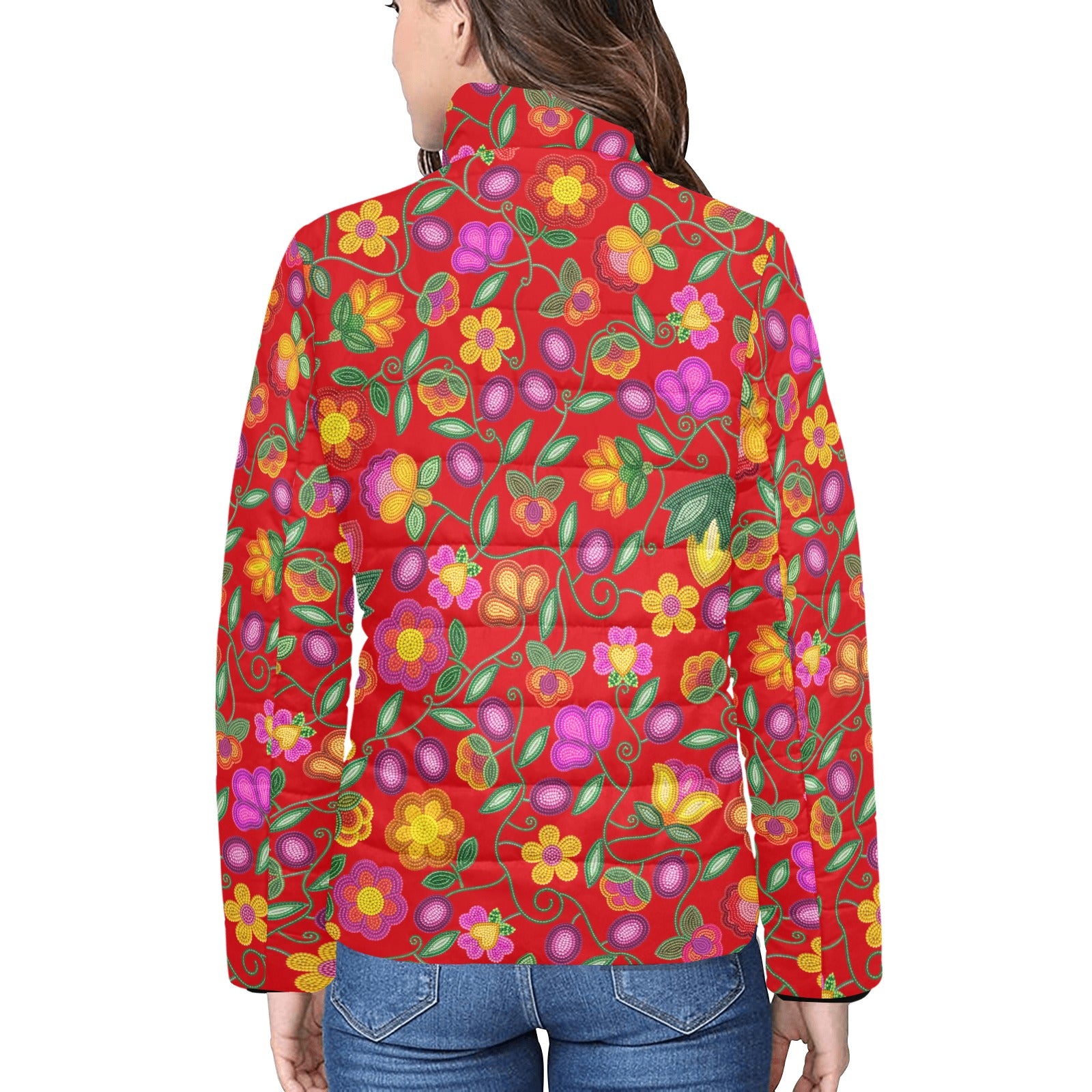 Boreal Bounty Red Women's Stand Collar Padded Jacket