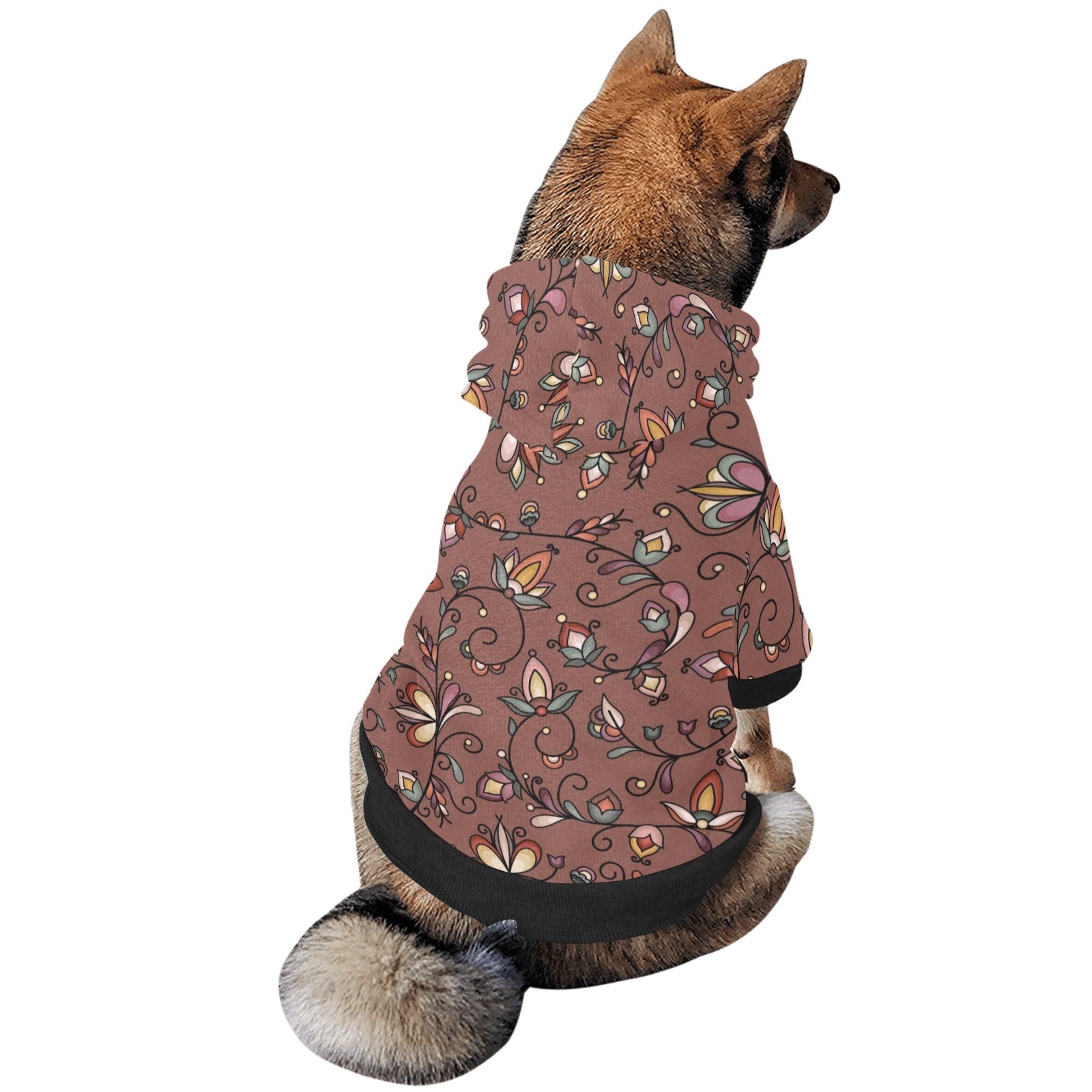 Burnt Sky Petals Brown Pet Dog Hoodie