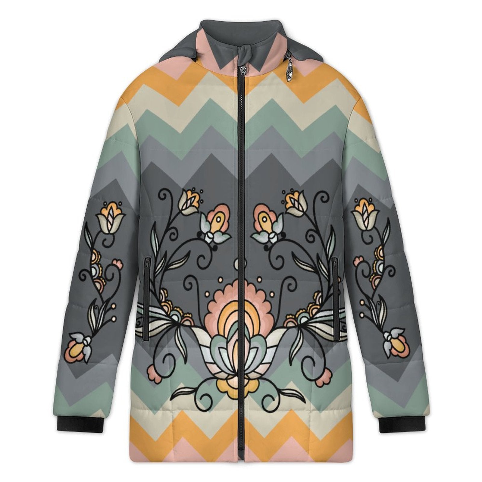 Falling Leaf Rising Bloom Women's Hooded Puffer Coat