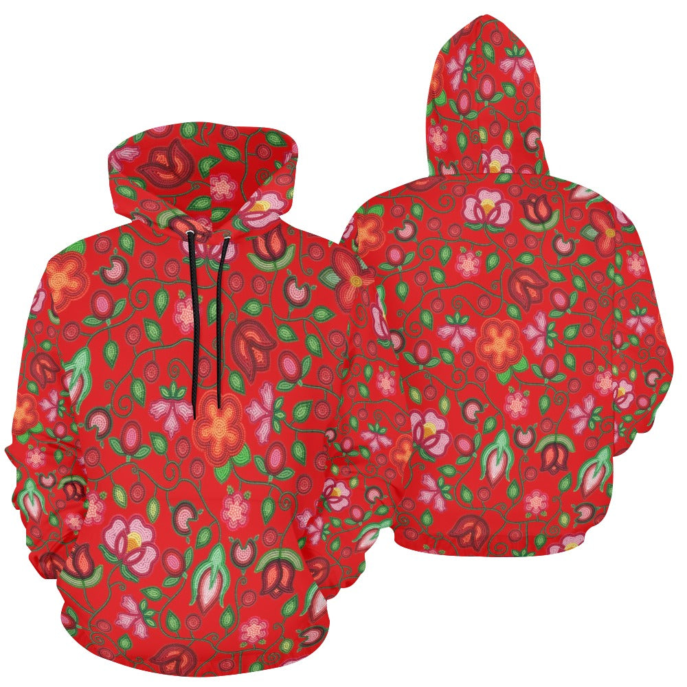 Rose Reverie Red All Over Print Hoodie for Women (USA Size)