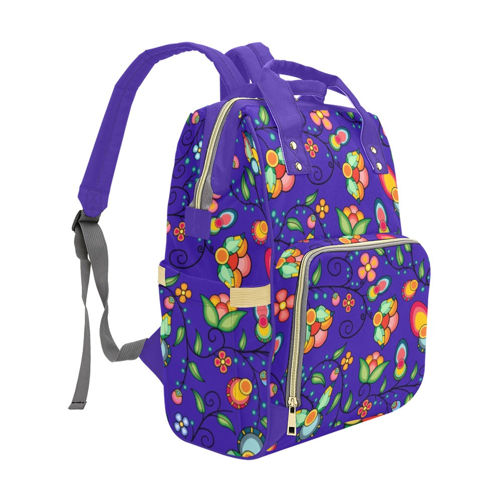 Floral Bounty Blue Multi-Function Diaper Backpack/Diaper Bag