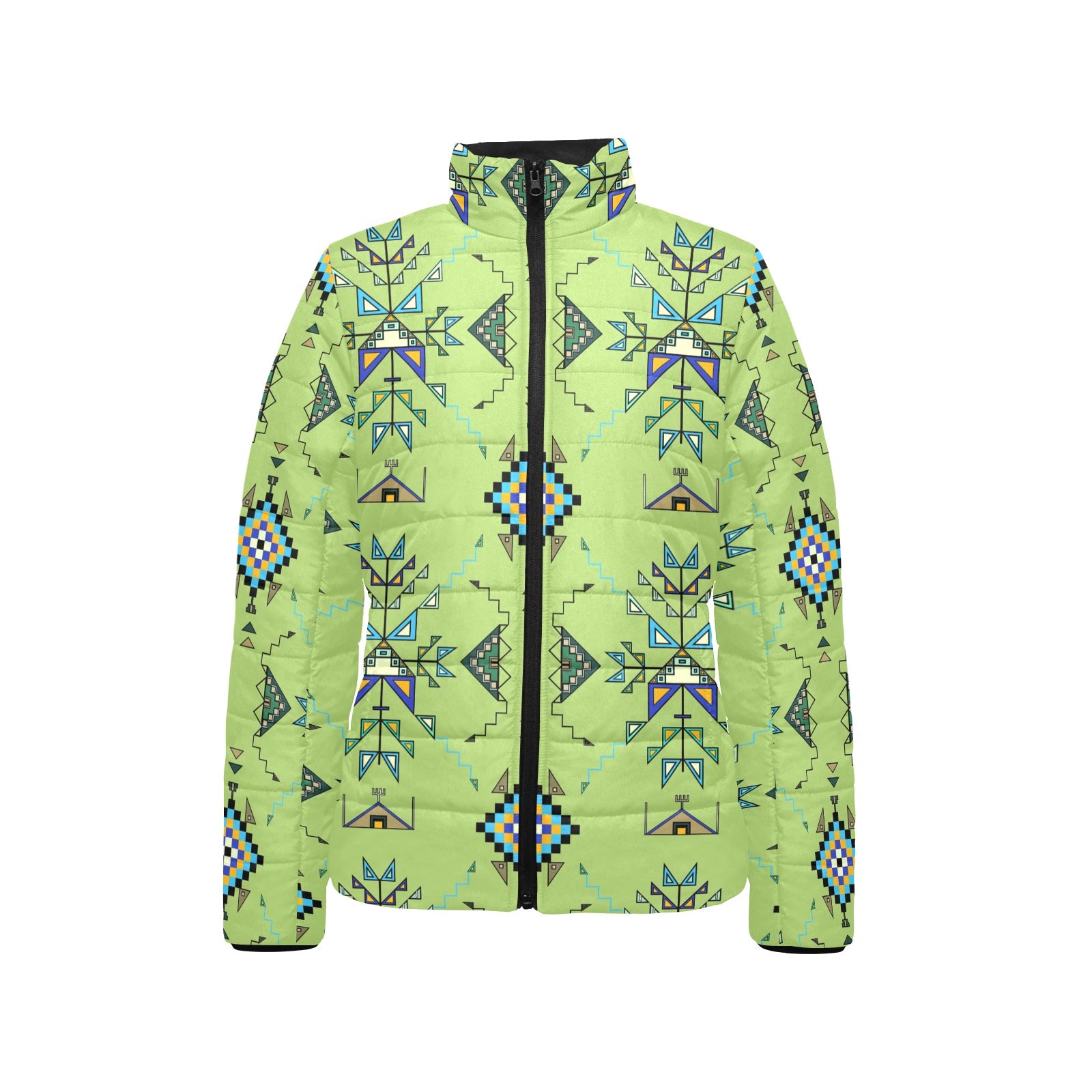 Bear Shield Green Women's Women's Stand Collar Padded Jacket