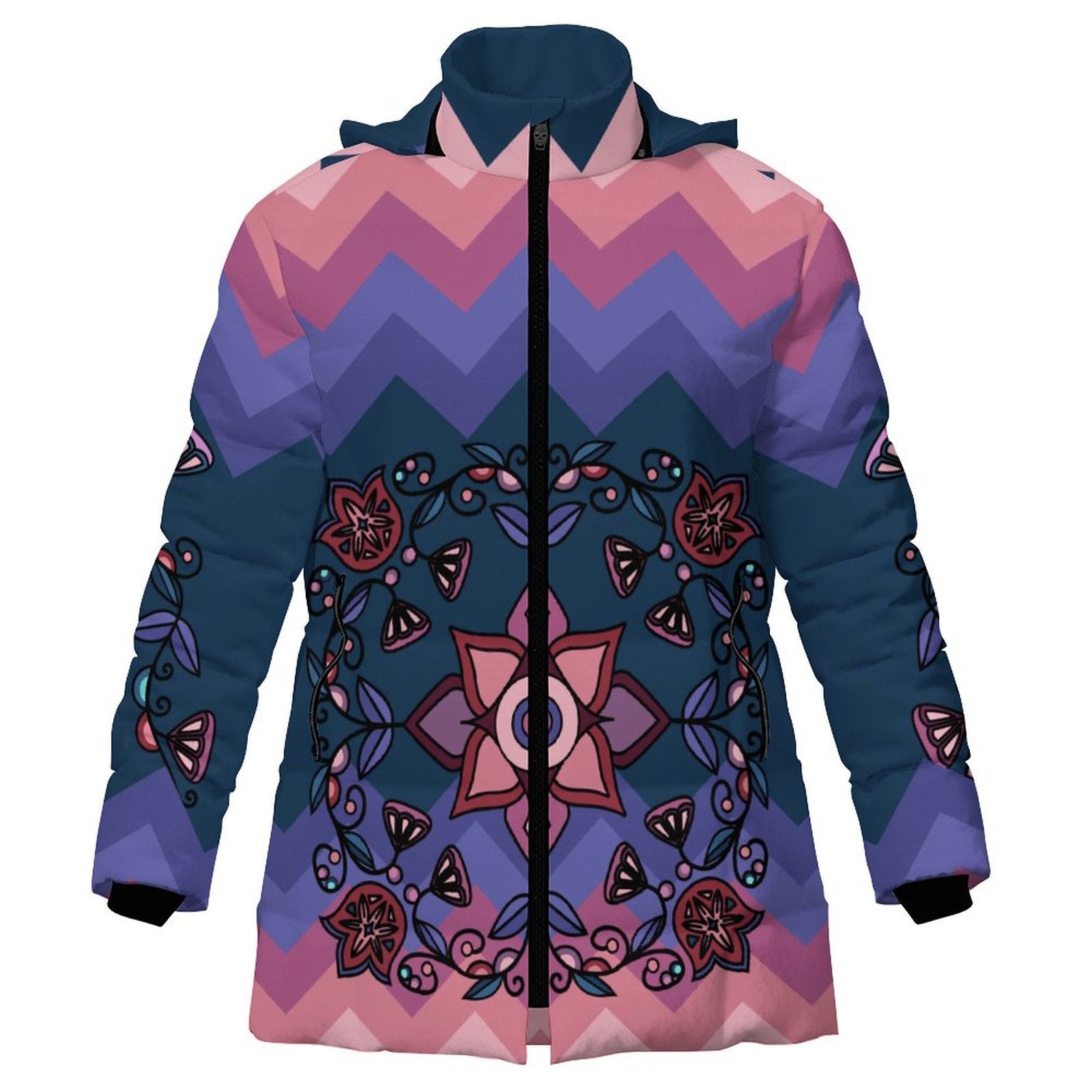 Frost Flower Circle Women's Hooded Puffer Coat