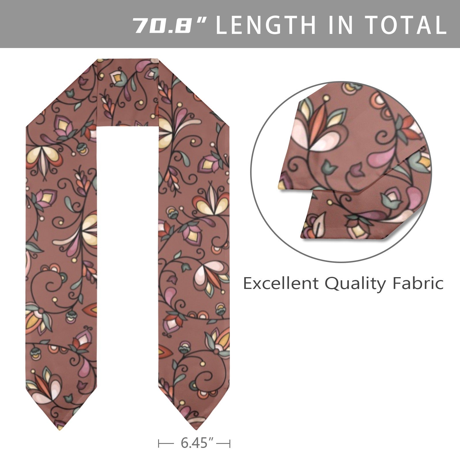 Burnt Sky Petals Brown Graduation Stole
