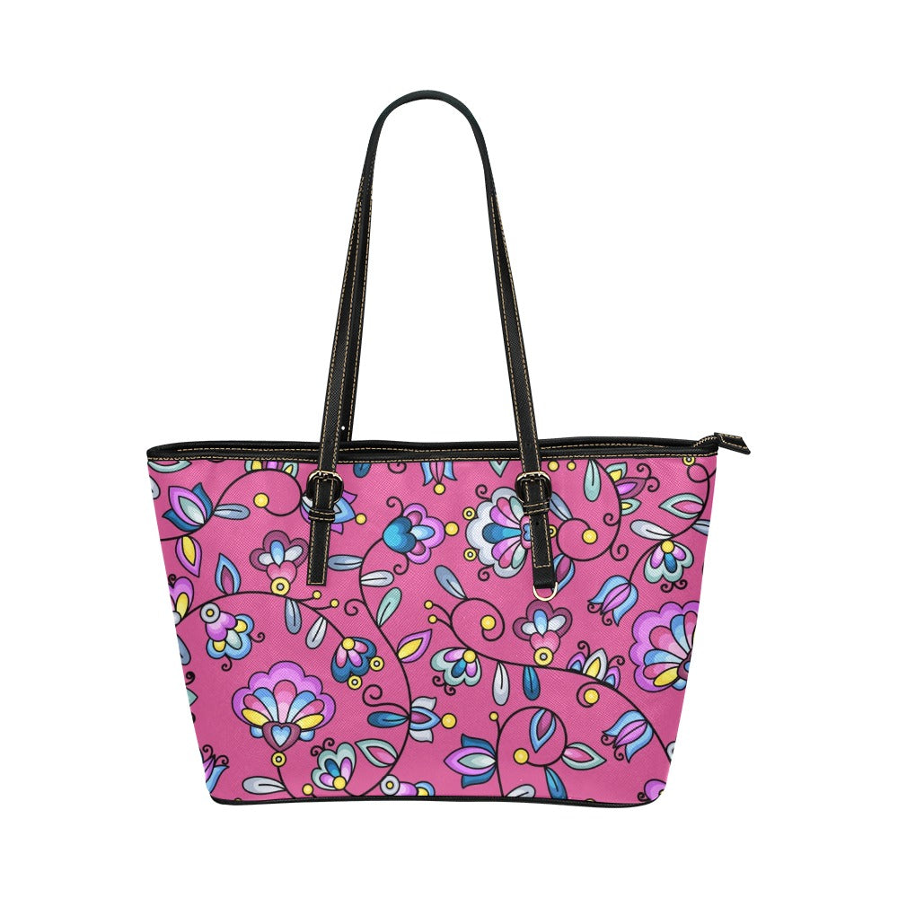 Autumn Bundle Blessing Pink Leather Tote Bag/Large